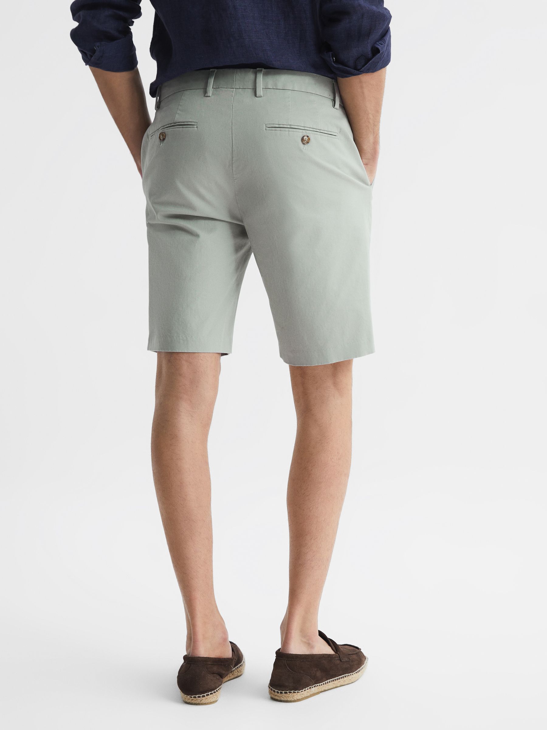 Short Length Casual Chino Shorts in Soft Sage - Image 5 of 6