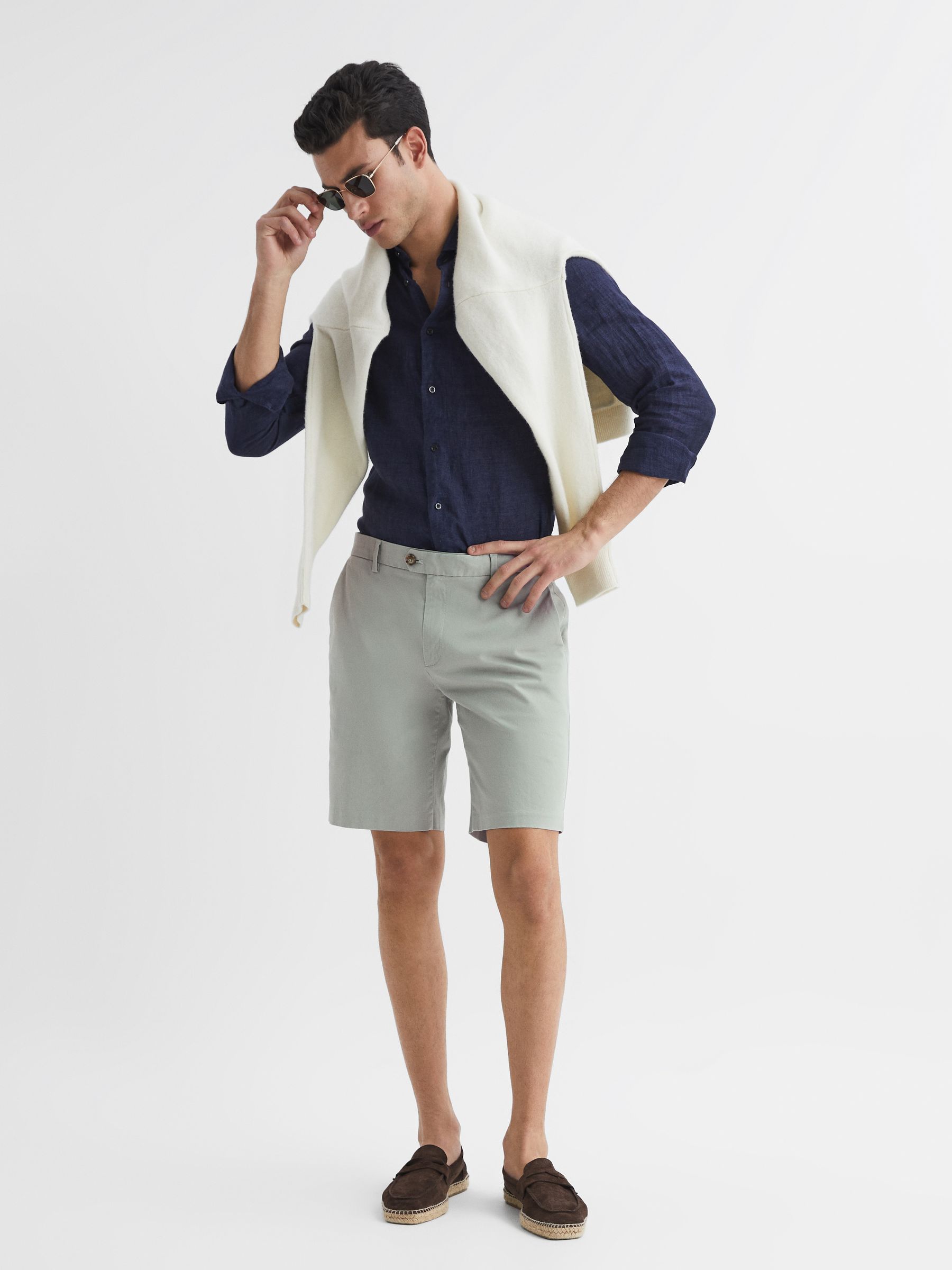 Short Length Casual Chino Shorts in Soft Sage - Image 6 of 6