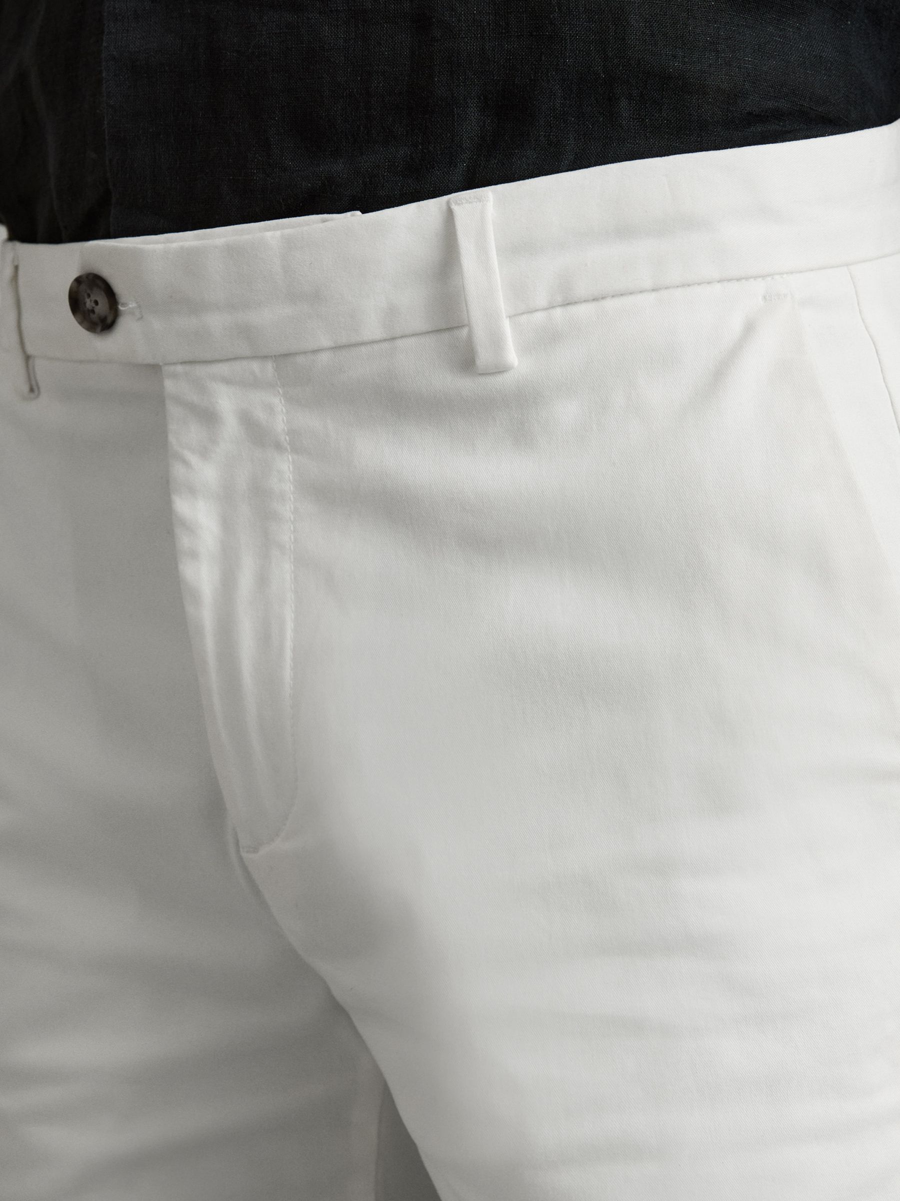 Short Length Cotton Chino Shorts with Stretch in White - image 4