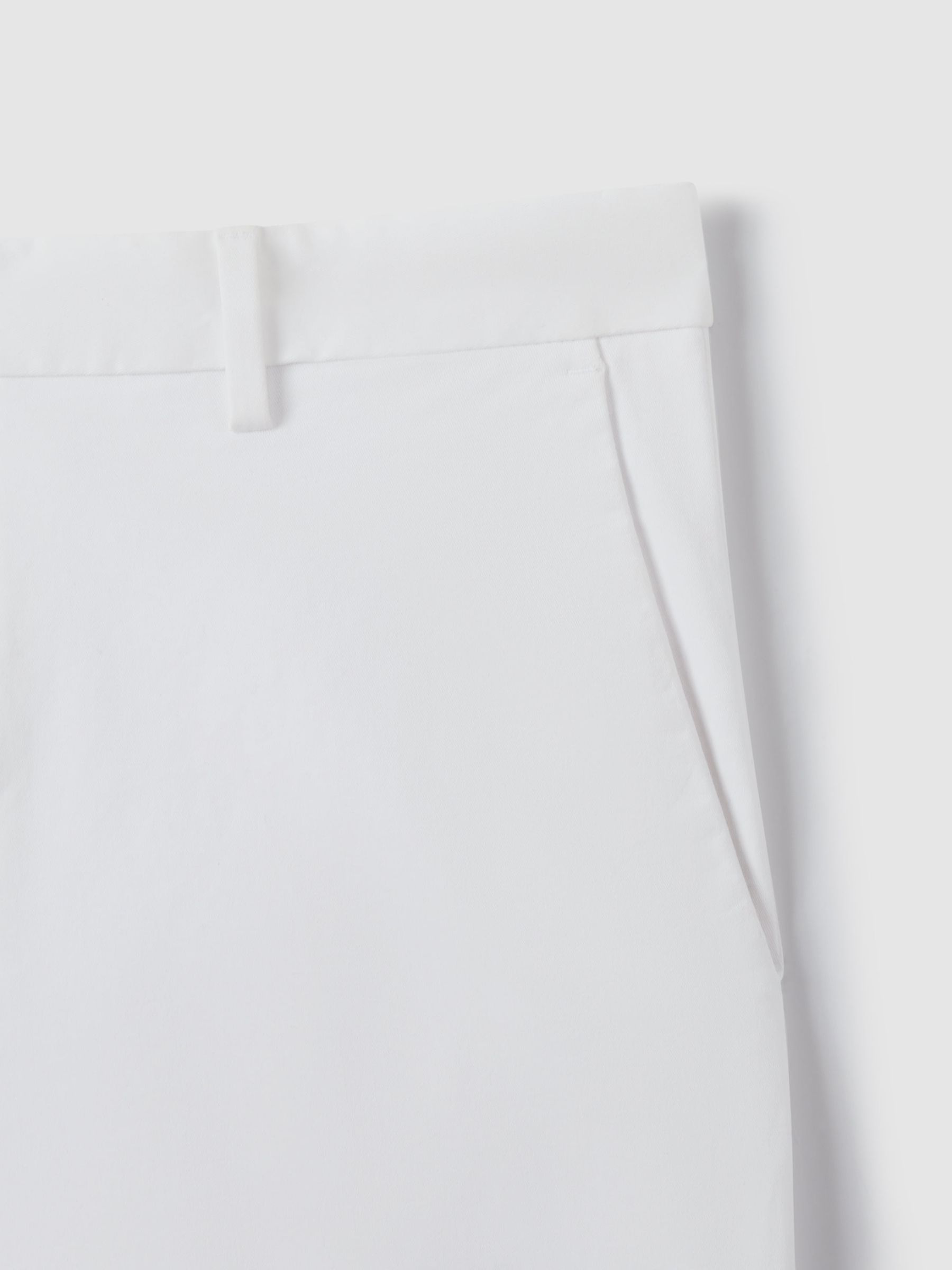 Short Length Cotton Chino Shorts with Stretch in White - Image 6 of 6