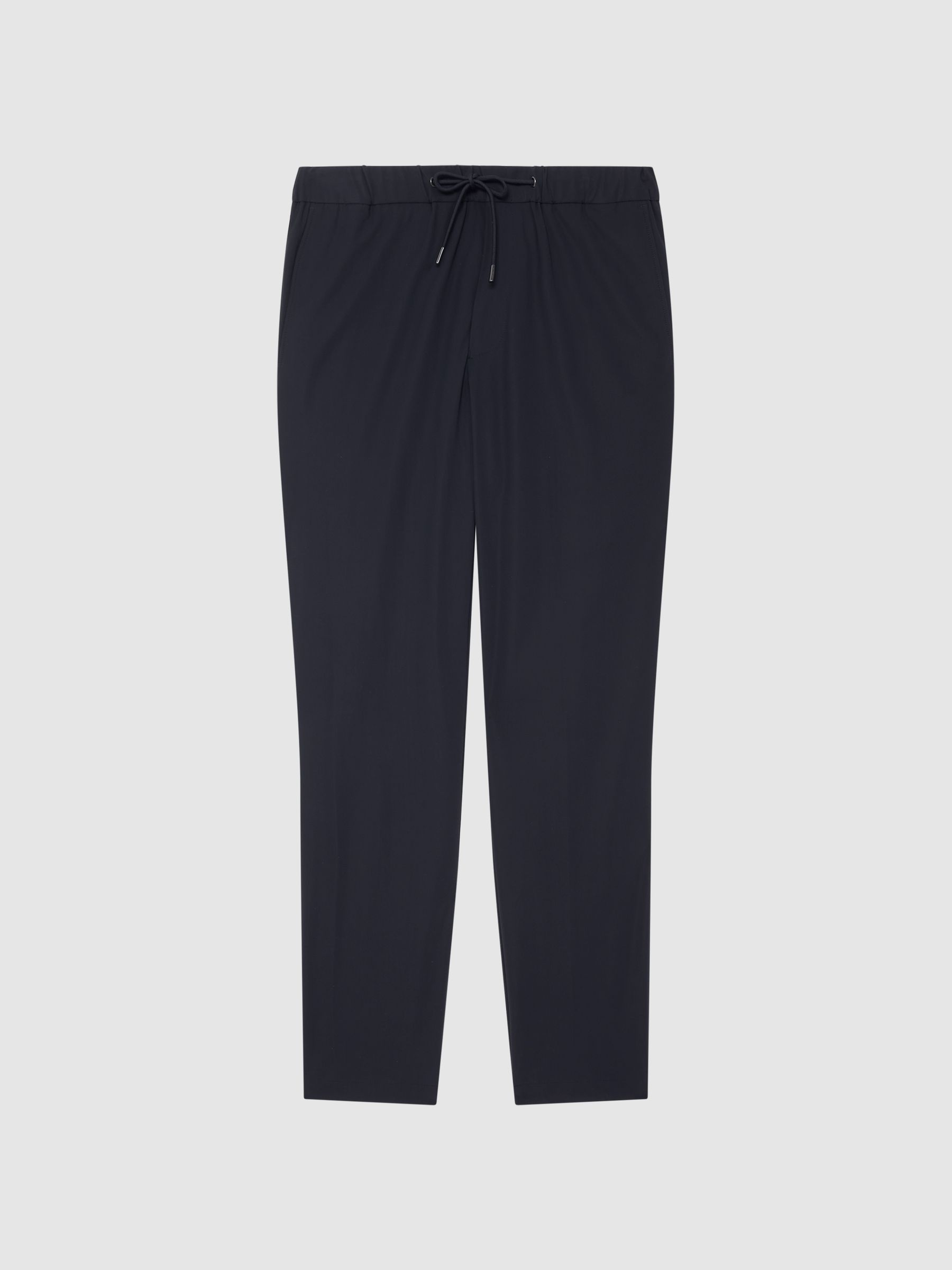 Slim Fit Drawstring Waistband Trousers in Navy - Image 2 of 6