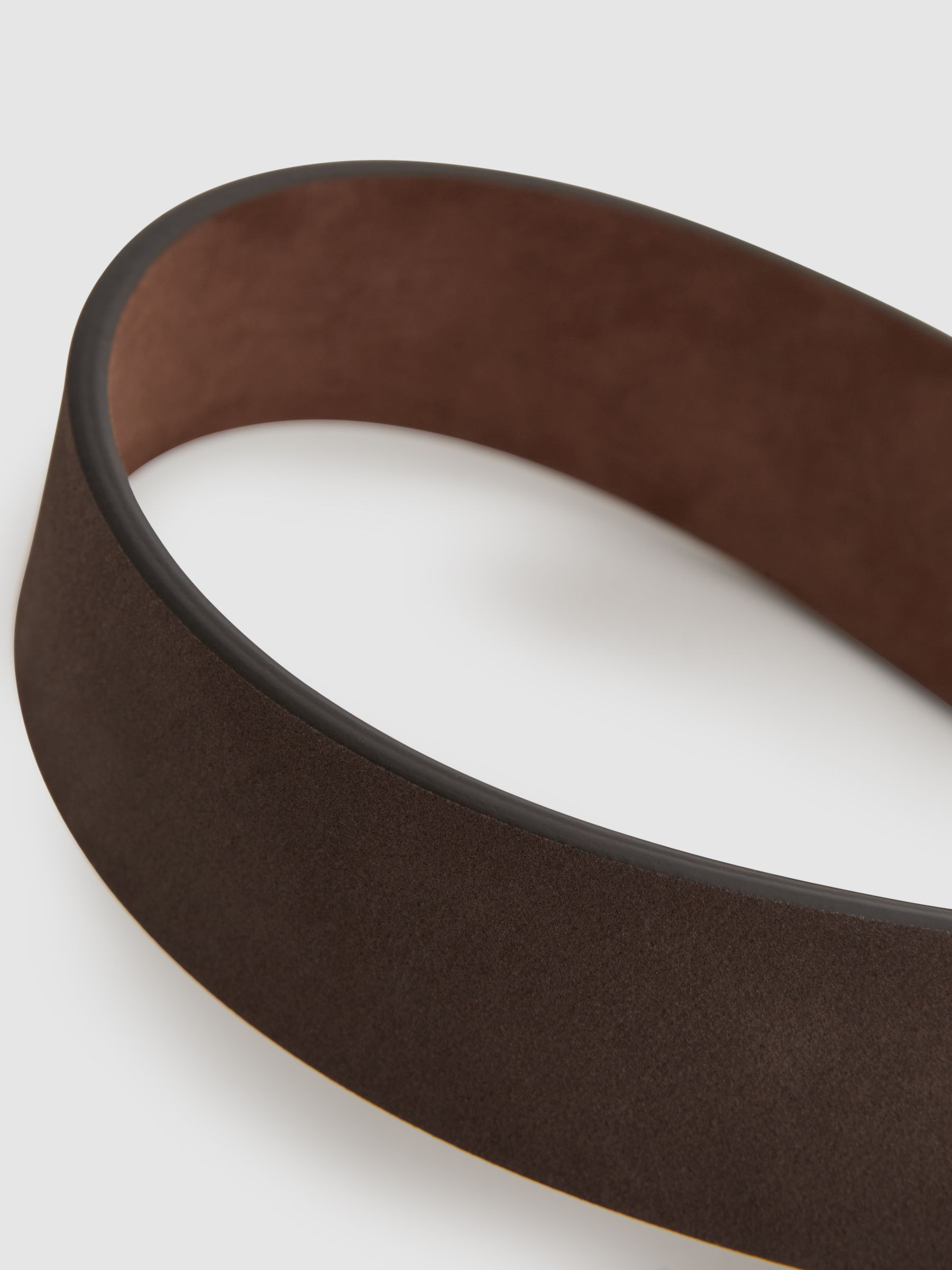Nubuck Leather Reversible Belt in Chocolate/Tan - Image 5 of 5