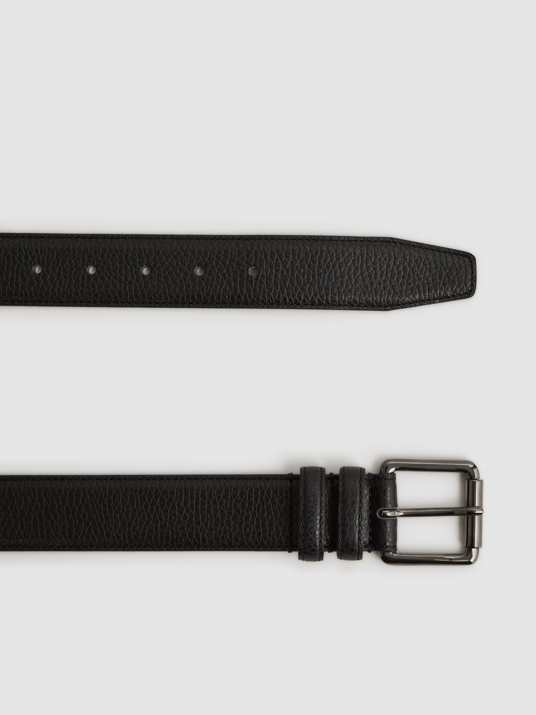 Grained Leather Belt in Black - Image 3 of 4
