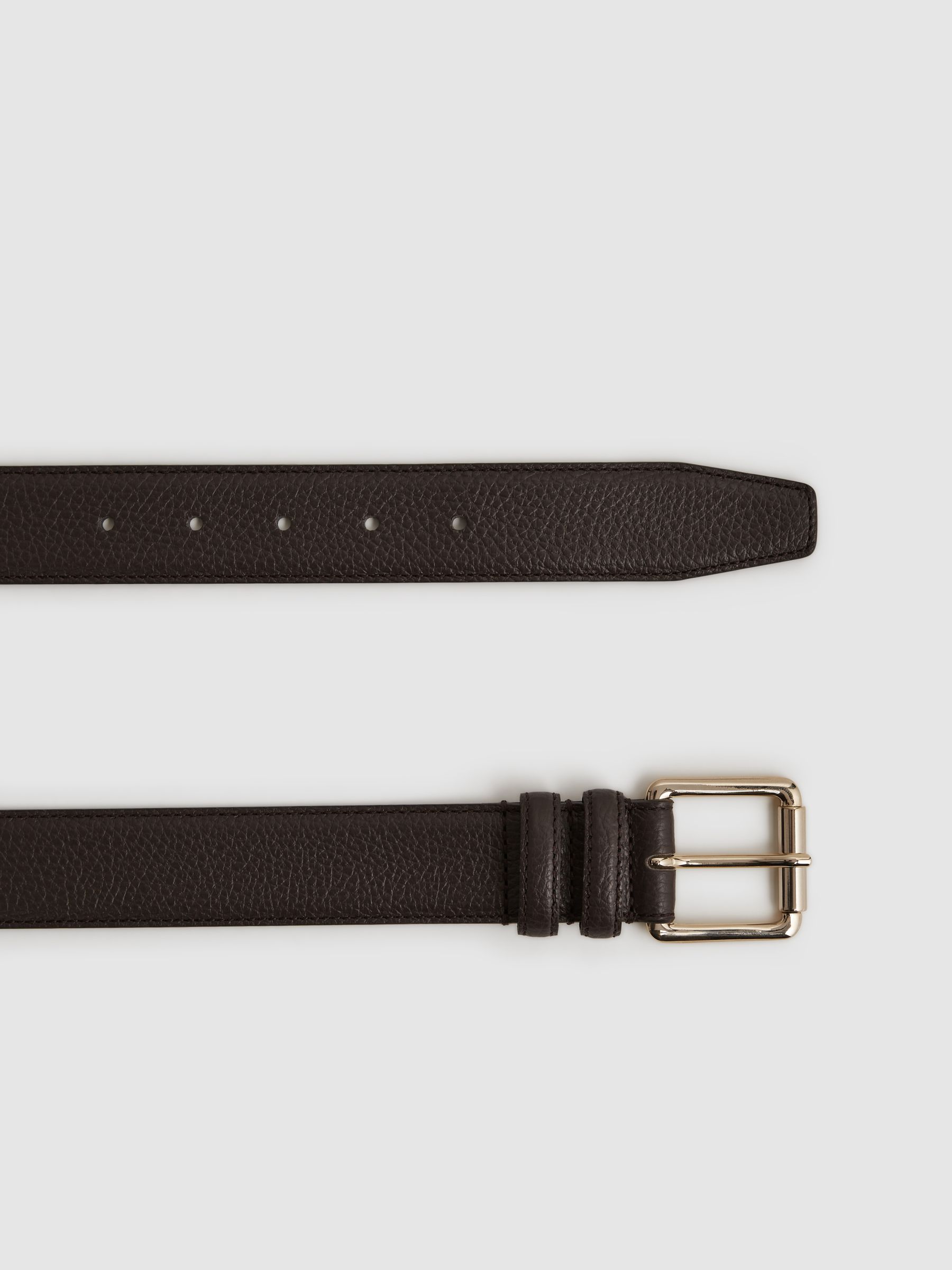 Grained Leather Belt in Chocolate - Image 3 of 4
