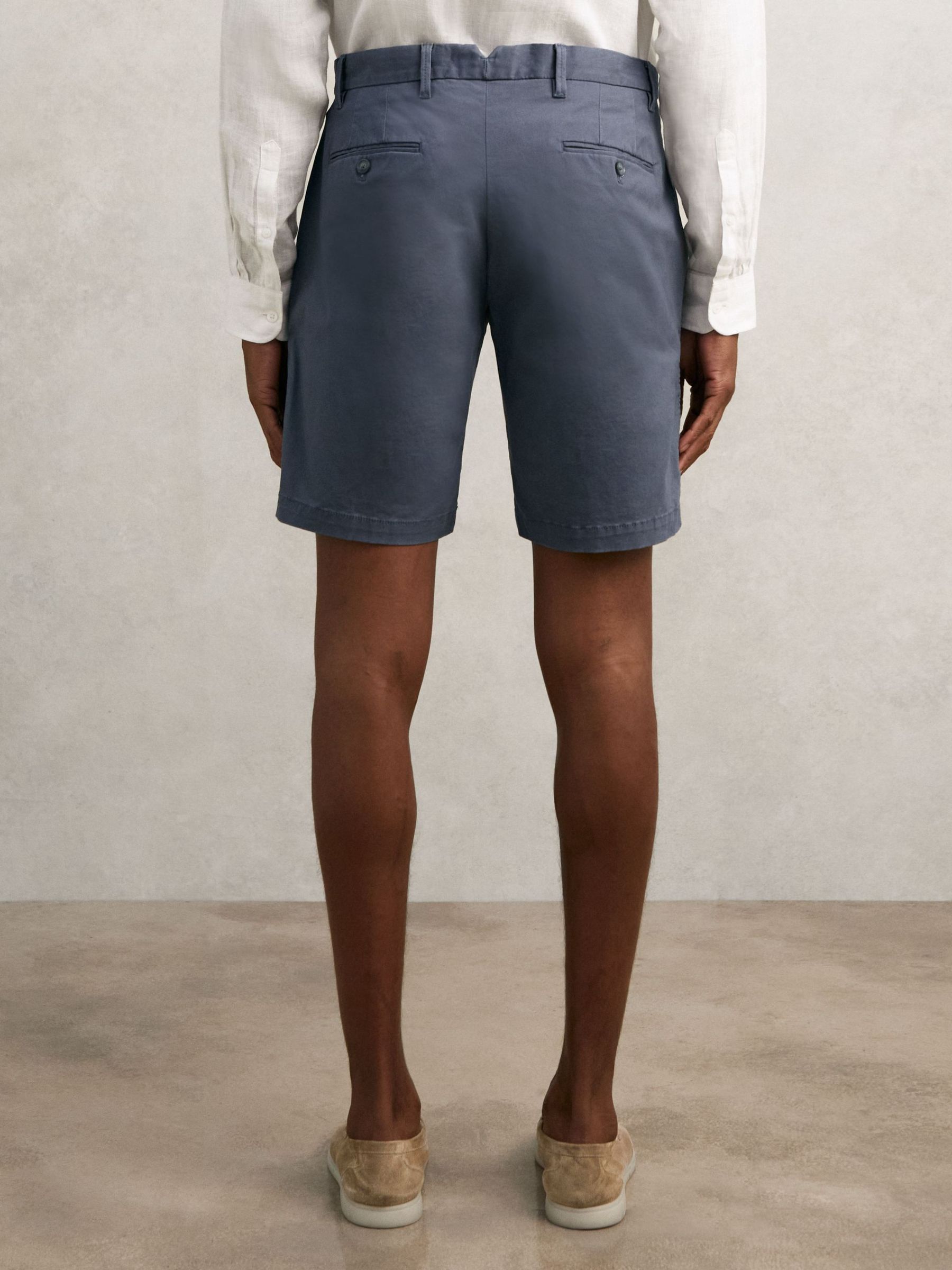 Short Length Cotton Chino Shorts with Stretch in Airforce Blue - image 3