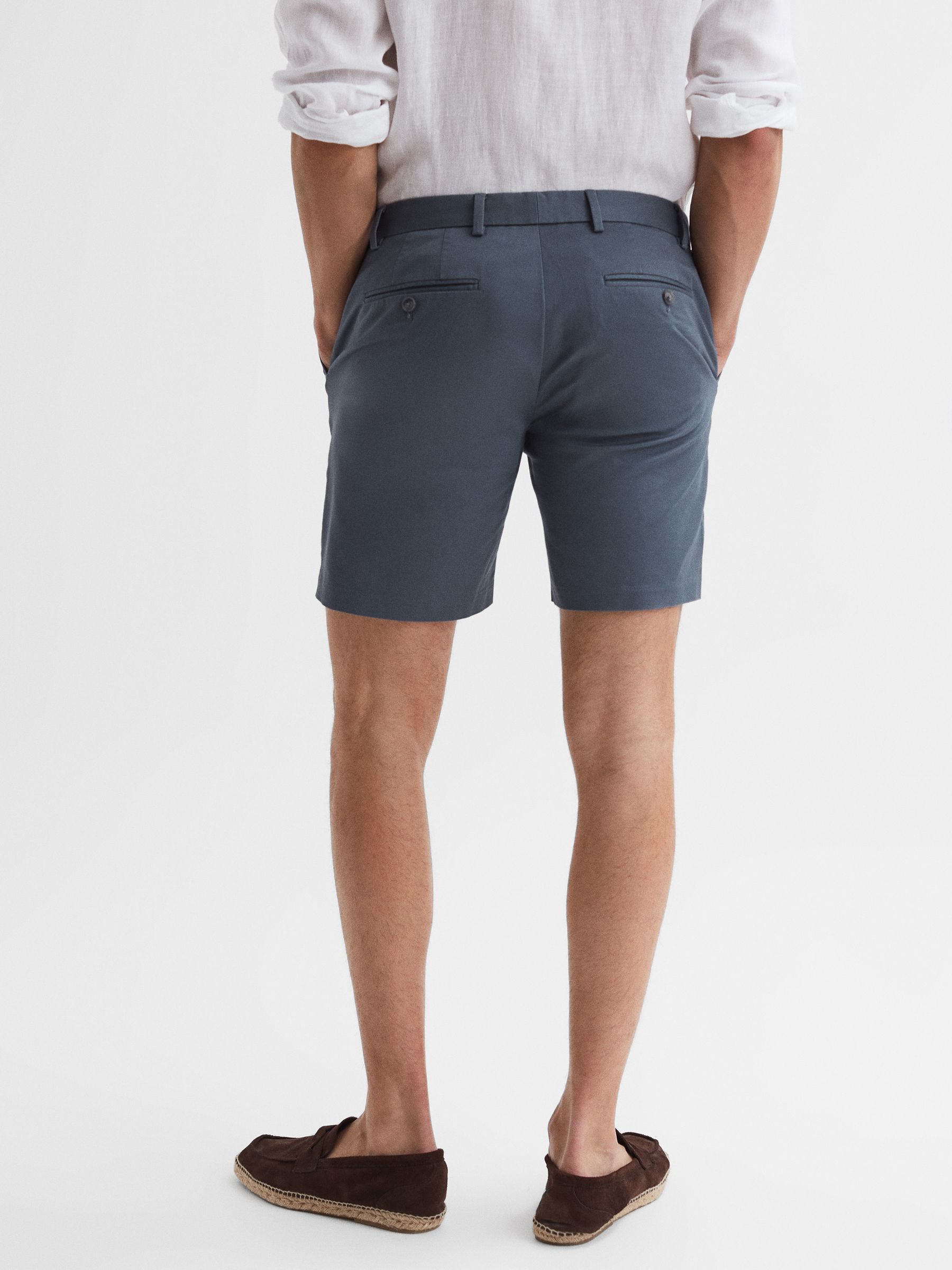 Short Length Casual Chino Shorts in Airforce Blue - Image 5 of 6