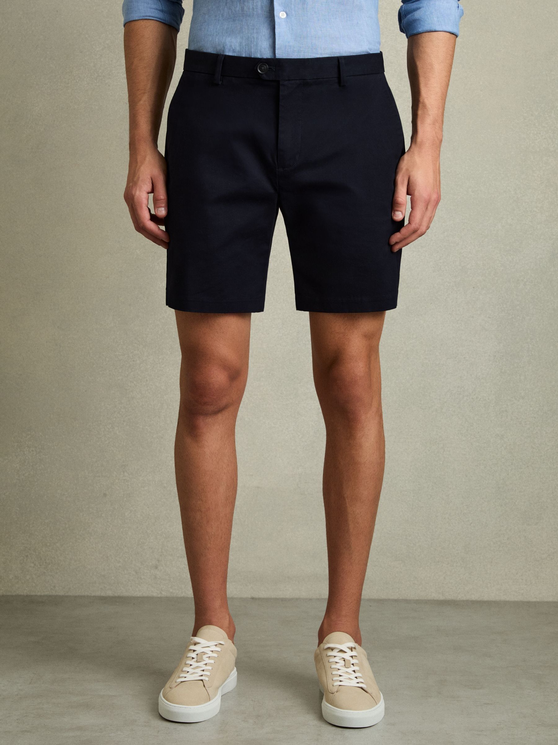 Short Length Casual Chino Shorts in Navy - Image 3 of 5