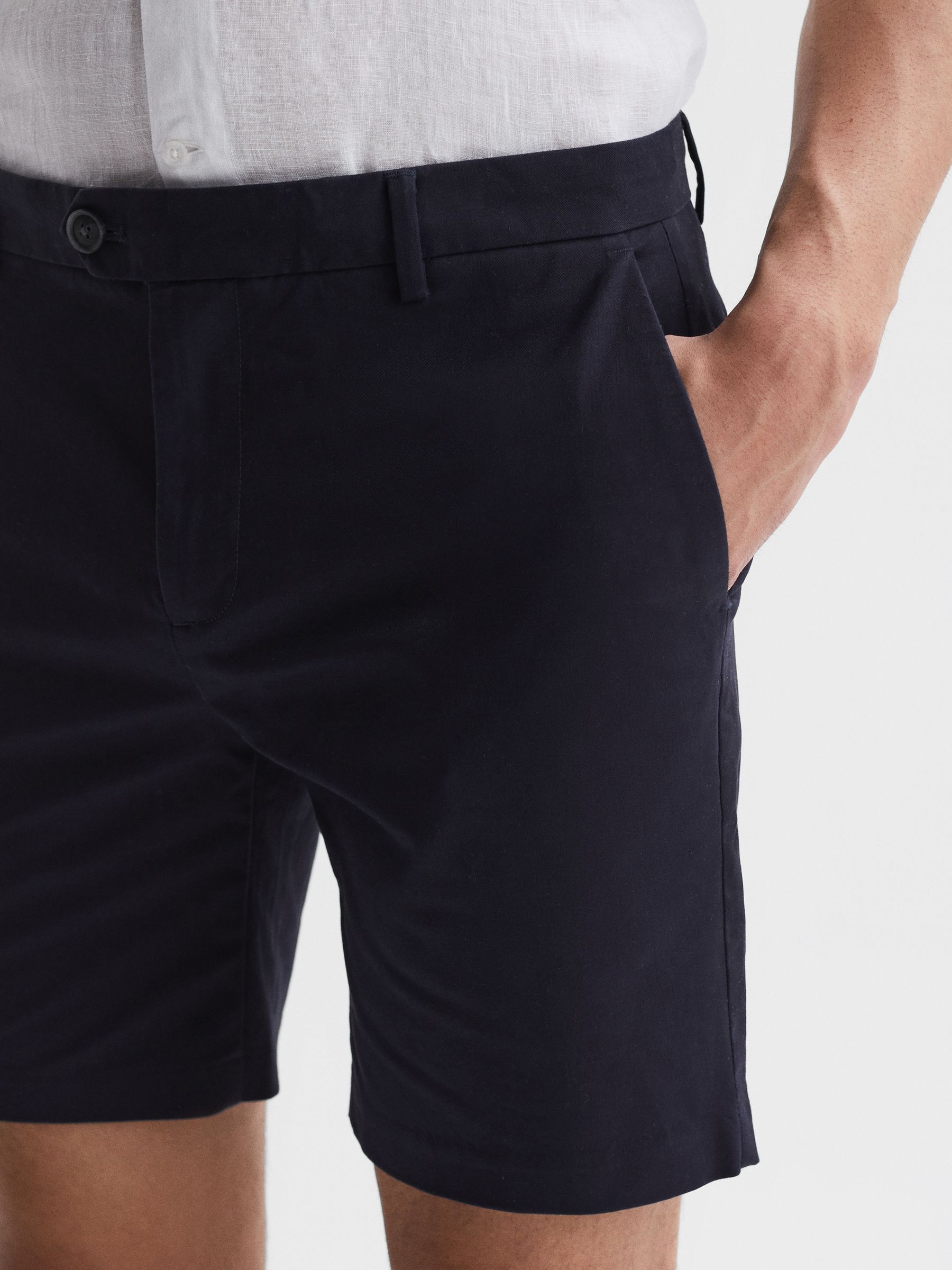 Short Length Casual Chino Shorts in Navy - Image 4 of 6