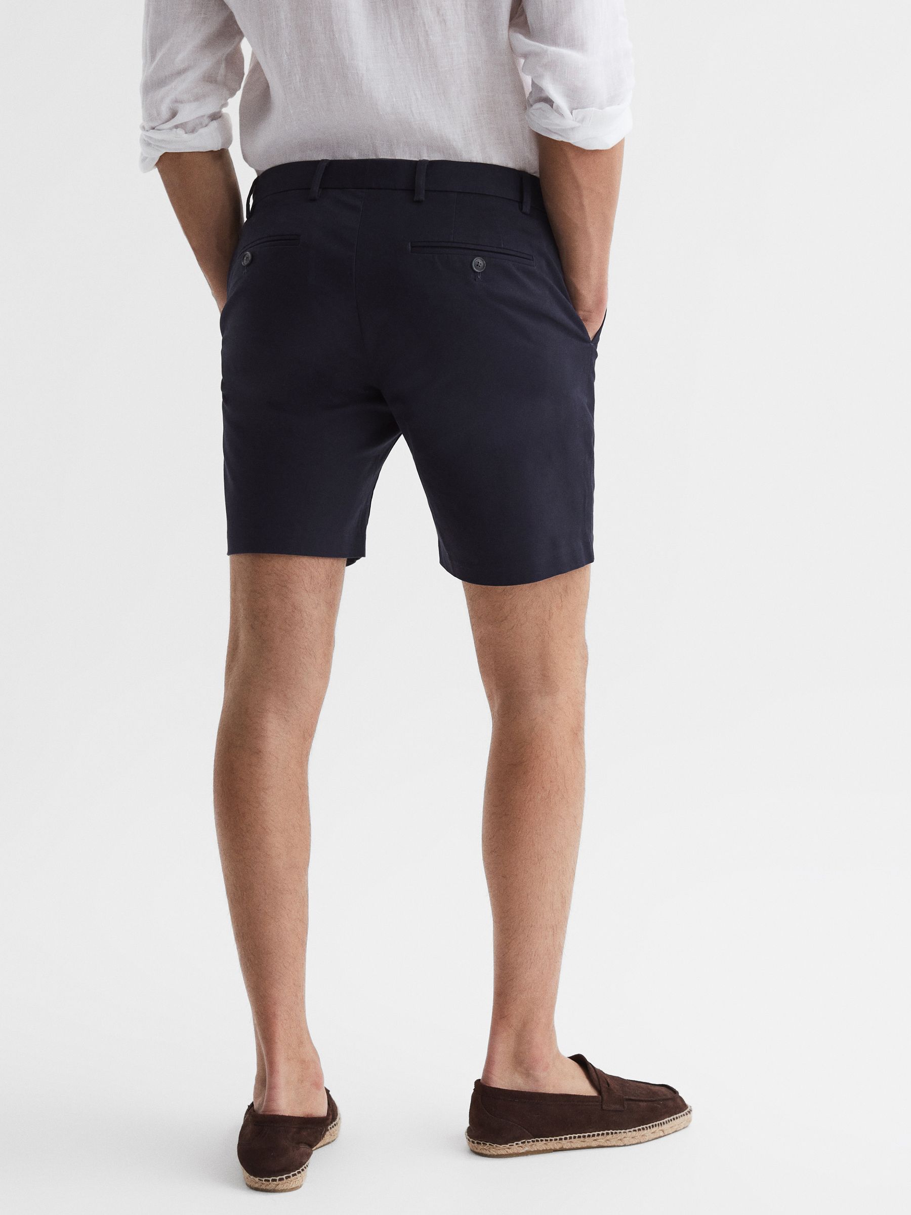 Short Length Casual Chino Shorts in Navy - Image 5 of 6