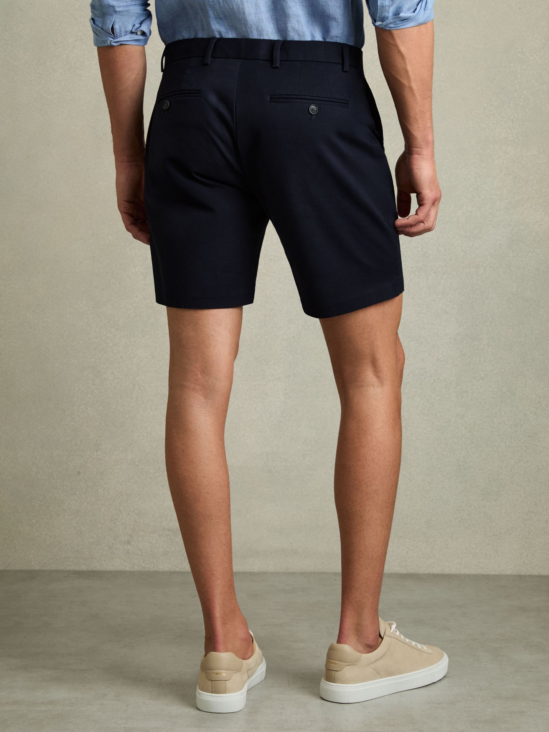 Short Length Casual Chino Shorts in Navy - Image 5 of 5