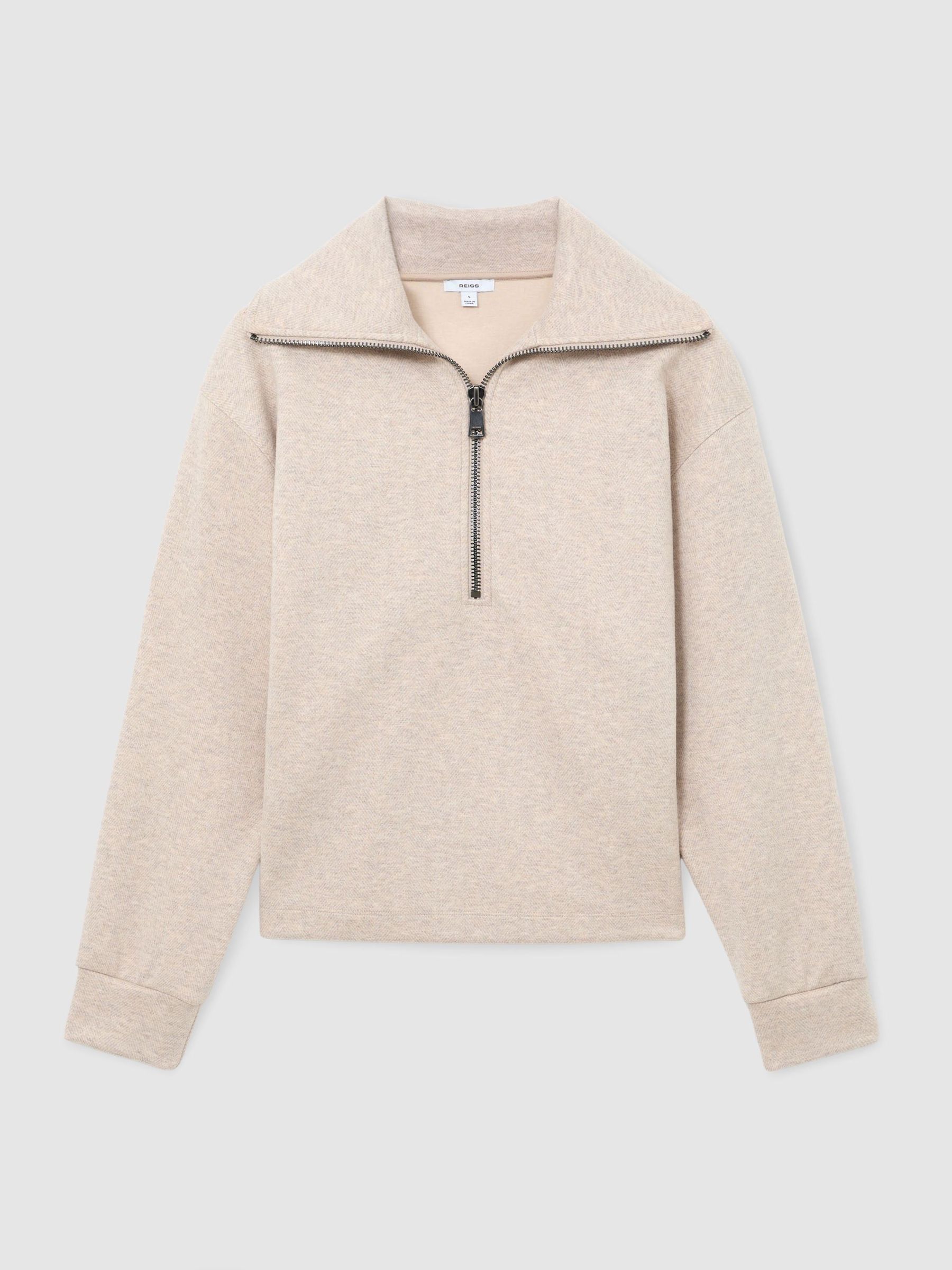 Herringbone Half-Zip Sweatshirt in Neutral - Image 2 of 6