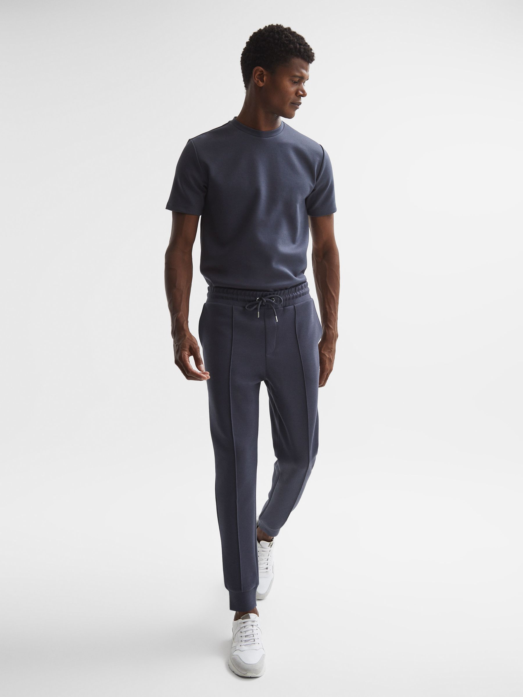 Interlock Jersey Drawstring Joggers in Airforce Blue - Image 3 of 6