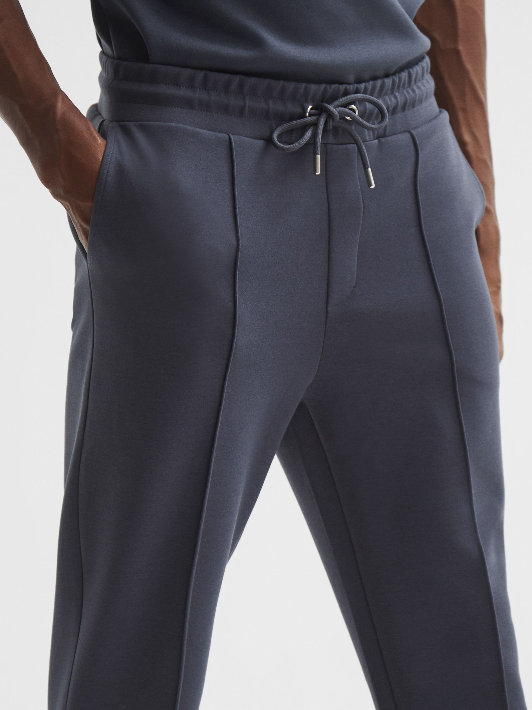 Interlock Jersey Drawstring Joggers in Airforce Blue - Image 4 of 6