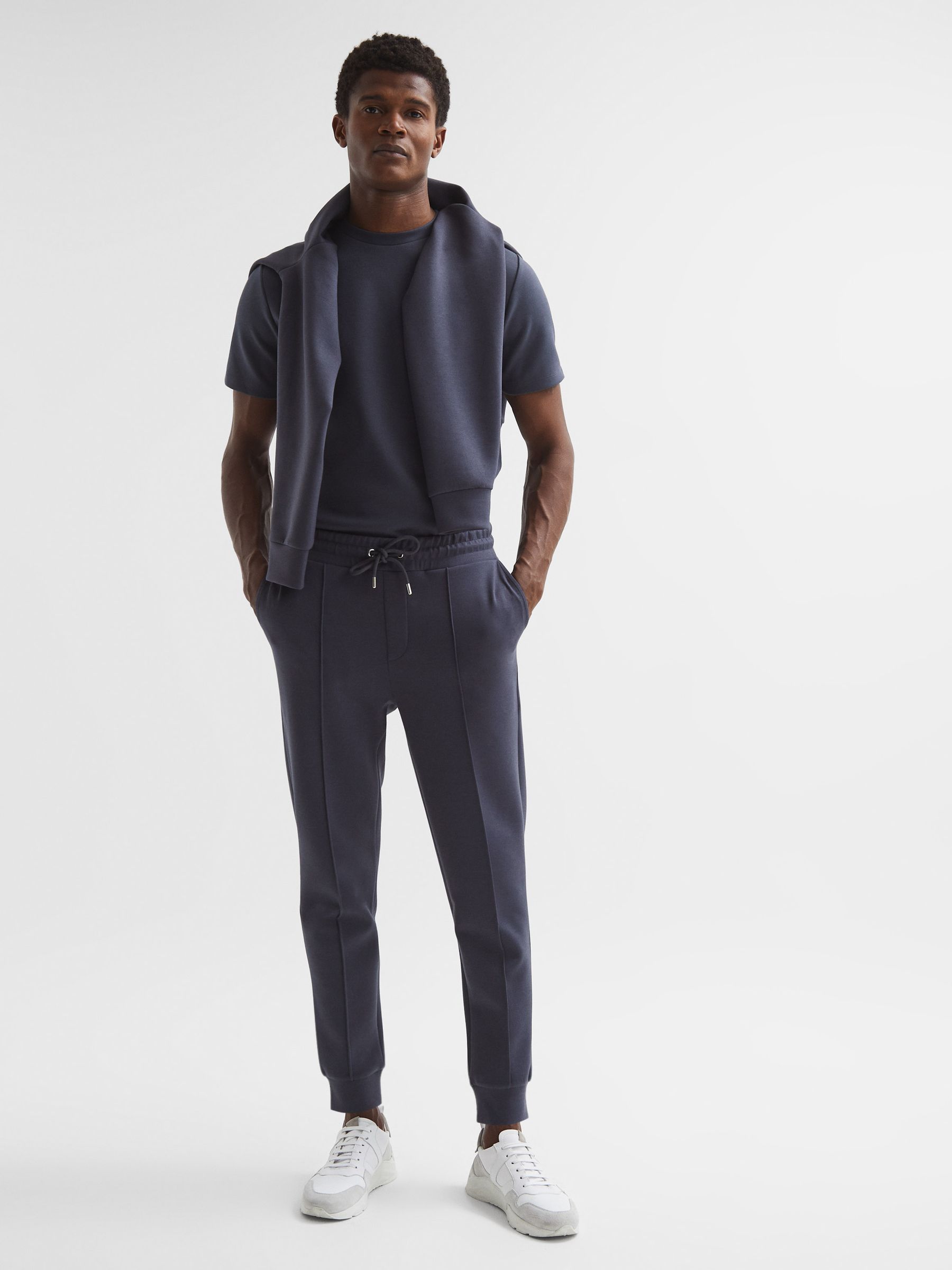 Interlock Jersey Drawstring Joggers in Airforce Blue - Image 6 of 6