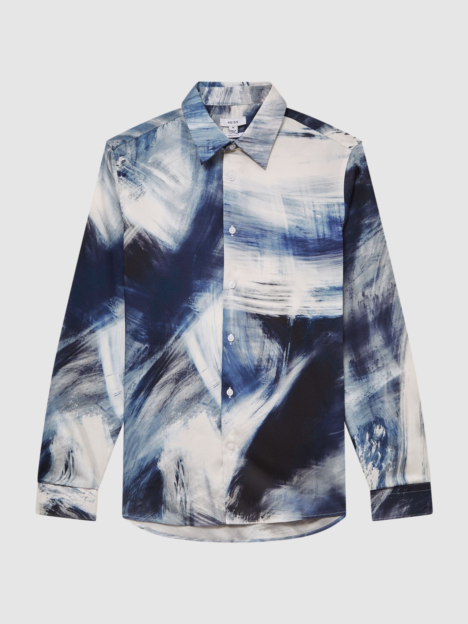 Slim Fit Printed Shirt in Navy/Multi - Image 2 of 6 Slim Fit Printed Shirt in Navy/Multi - Image 2 of 6