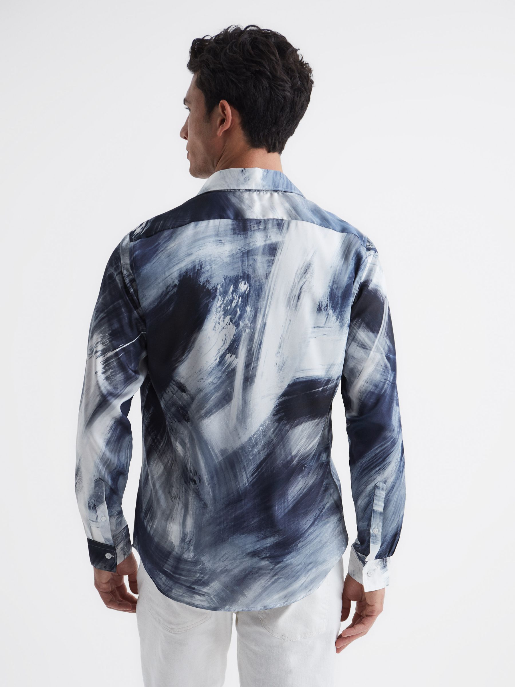 Slim Fit Printed Shirt in Navy/Multi - Image 5 of 6