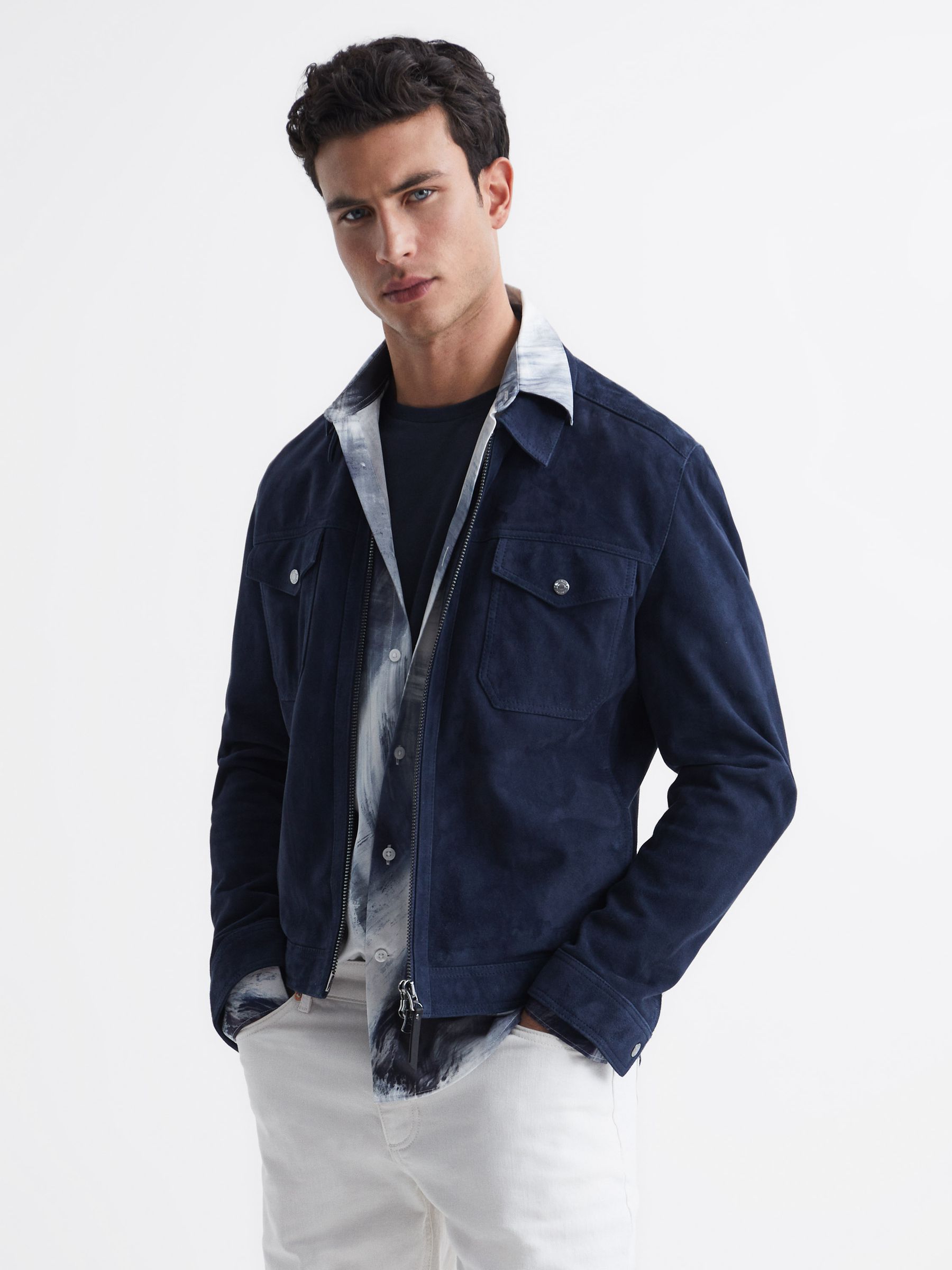 Slim Fit Printed Shirt in Navy/Multi - Image 6 of 6