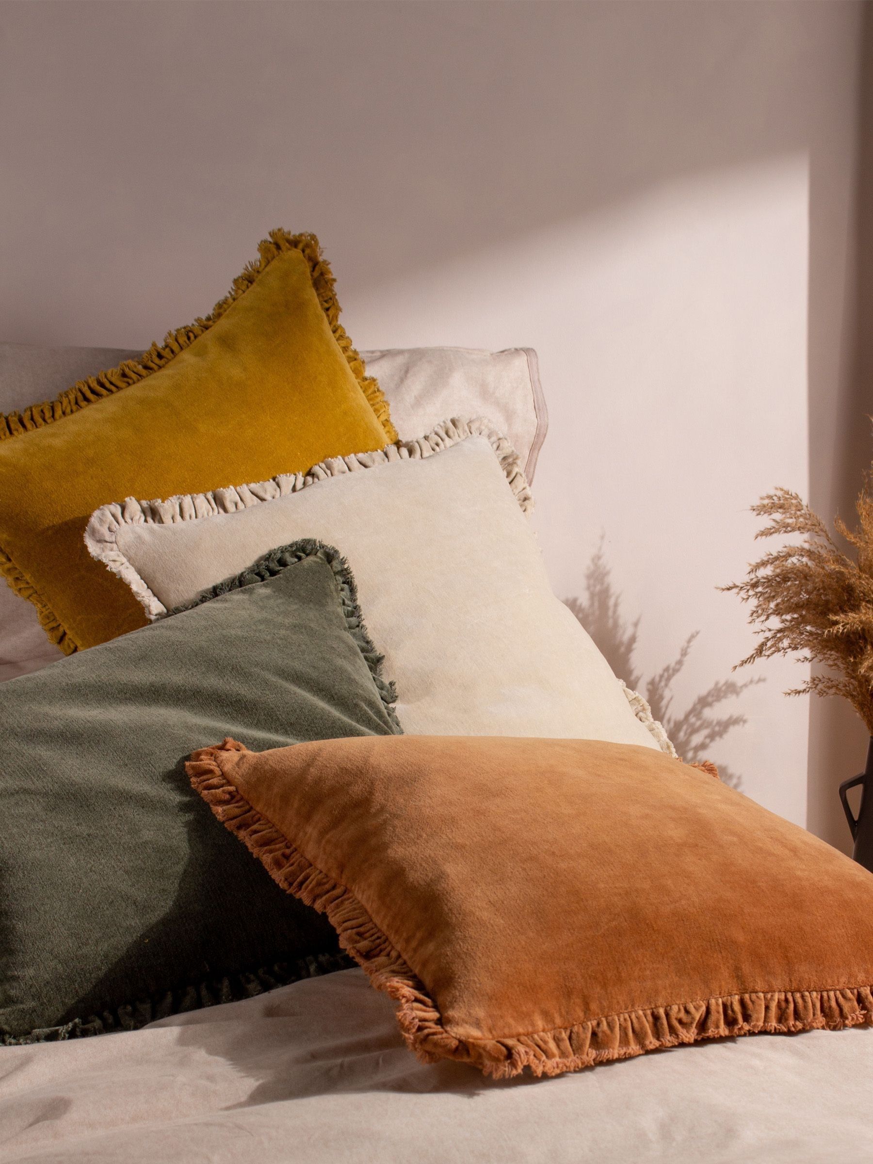 Yard Moss Green Bertie 100% Washed Cotton Velve 45 x 45cm Cushion - Image 2 of 6