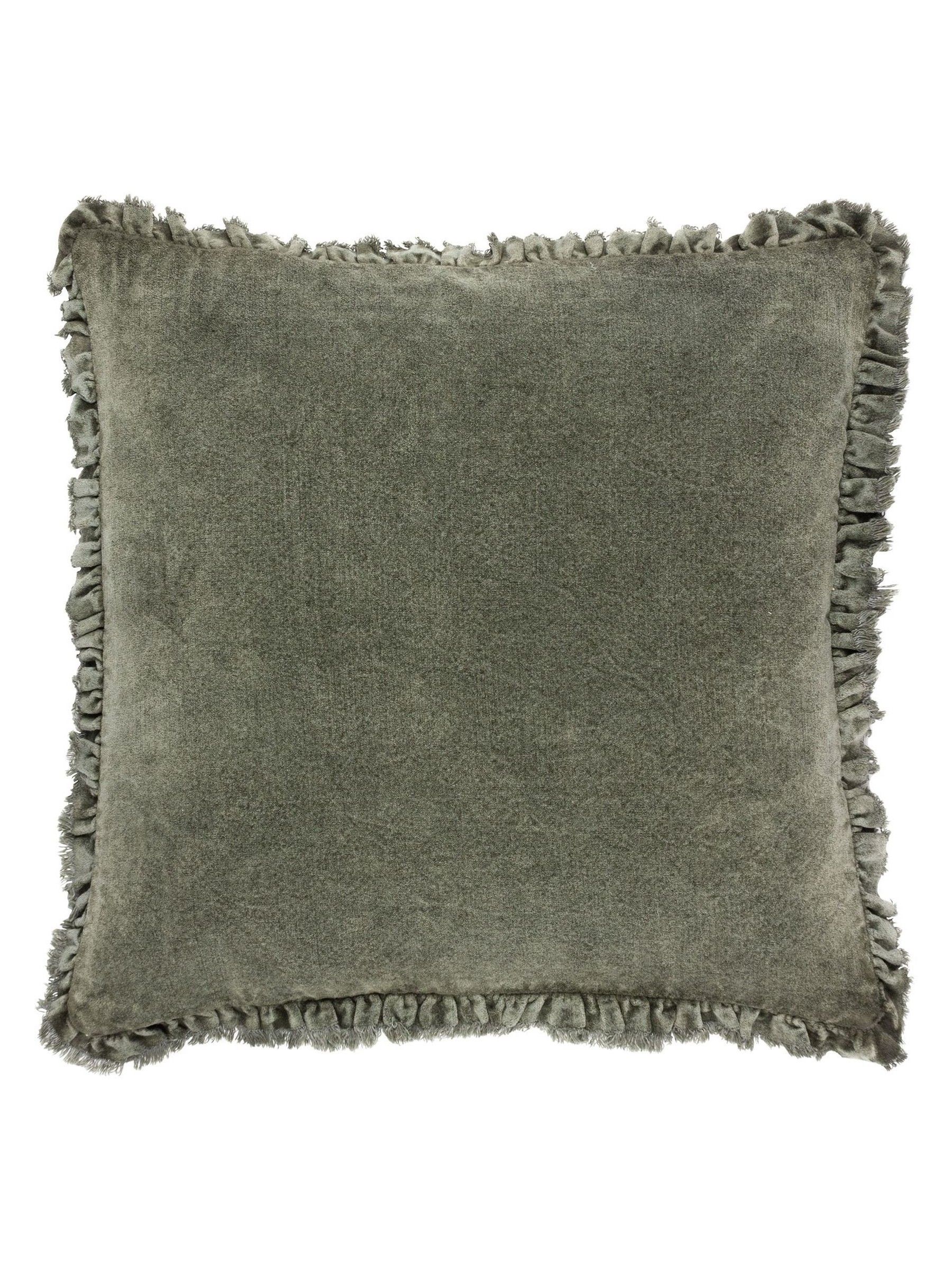 Yard Moss Green Bertie 100% Washed Cotton Velve 45 x 45cm Cushion - Image 3 of 6