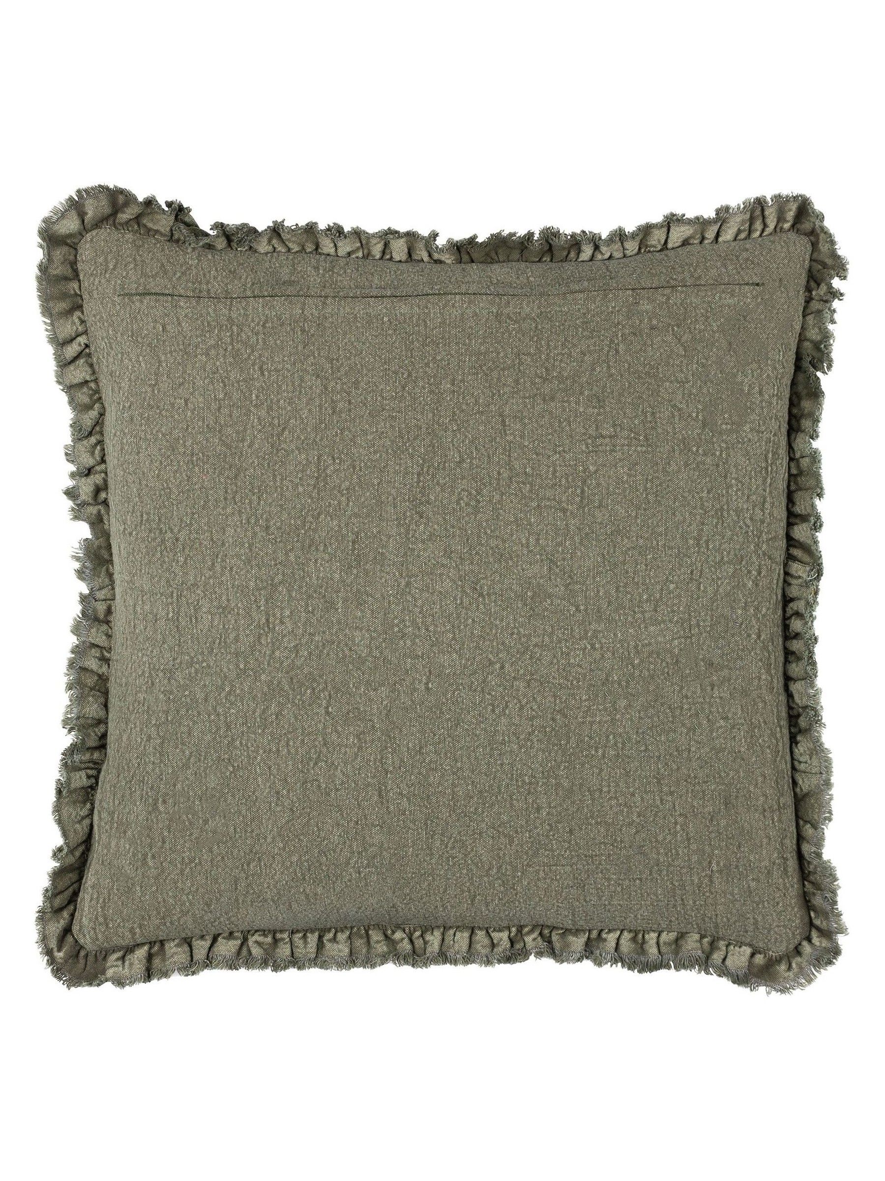 Yard Moss Green Bertie 100% Washed Cotton Velve 45 x 45cm Cushion - Image 4 of 6