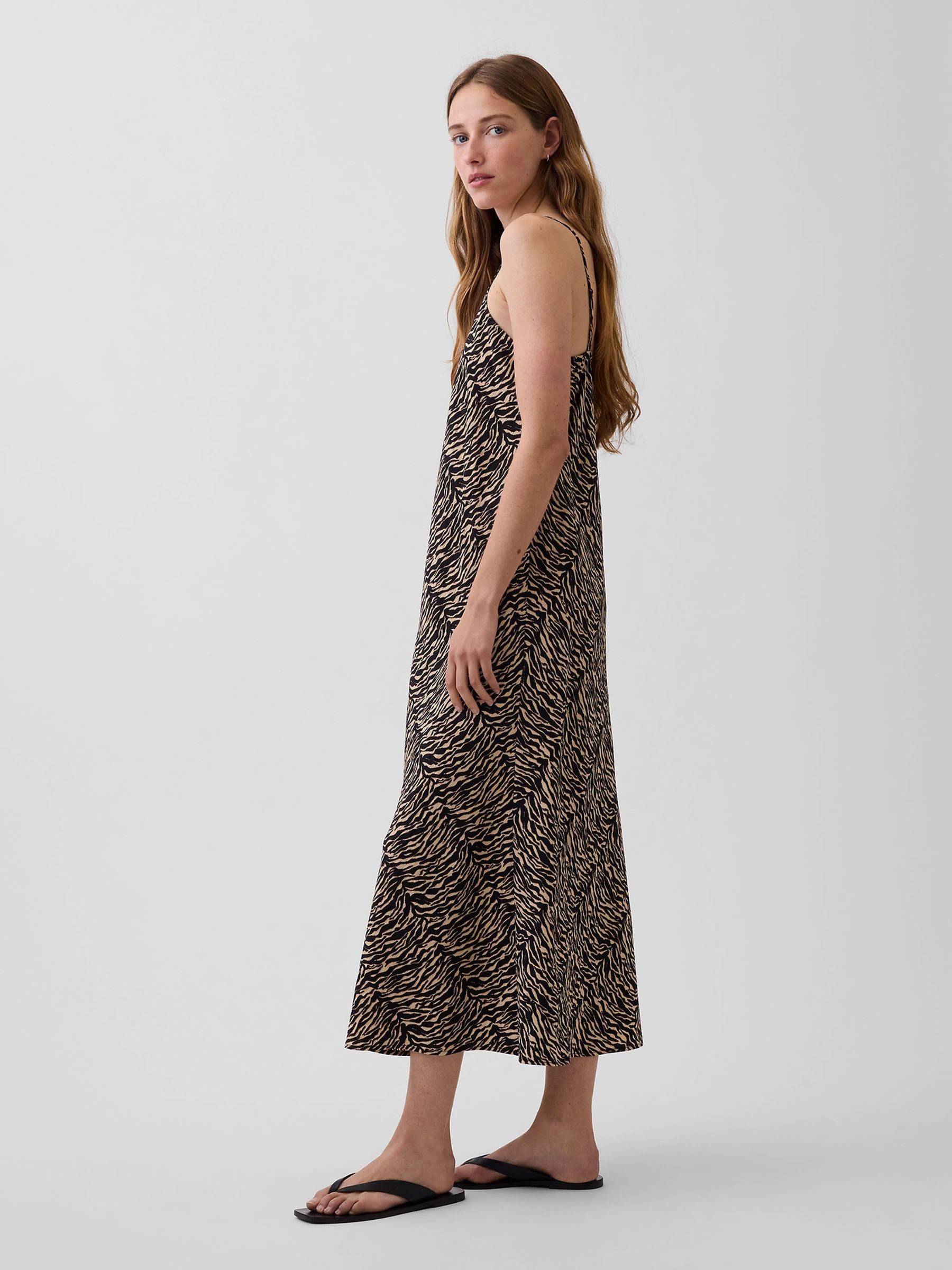 Black Zebra Print Midi Slip Dress - Image 3 of 4