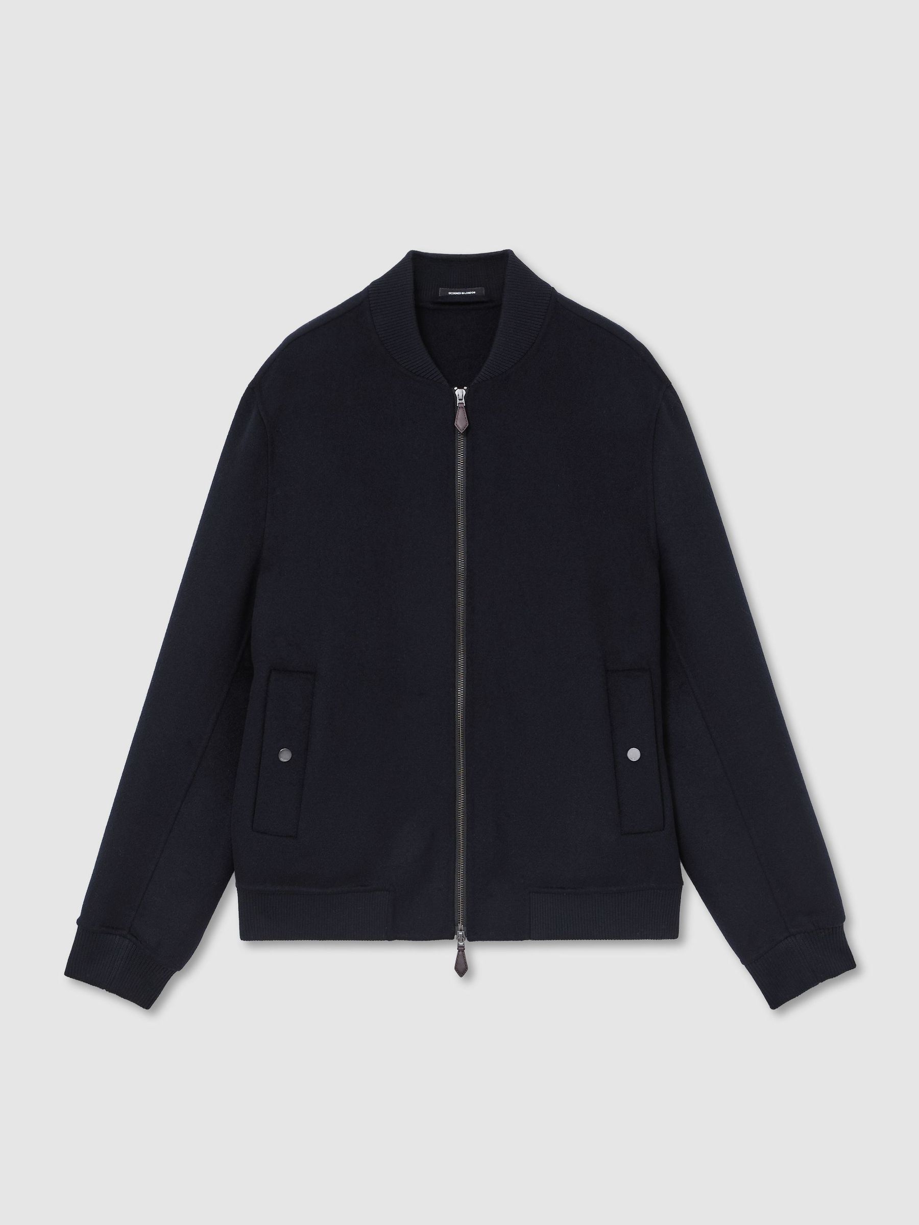 Wool-Blend Zip-Through Bomber Jacket in Navy - Image 2 of 7
