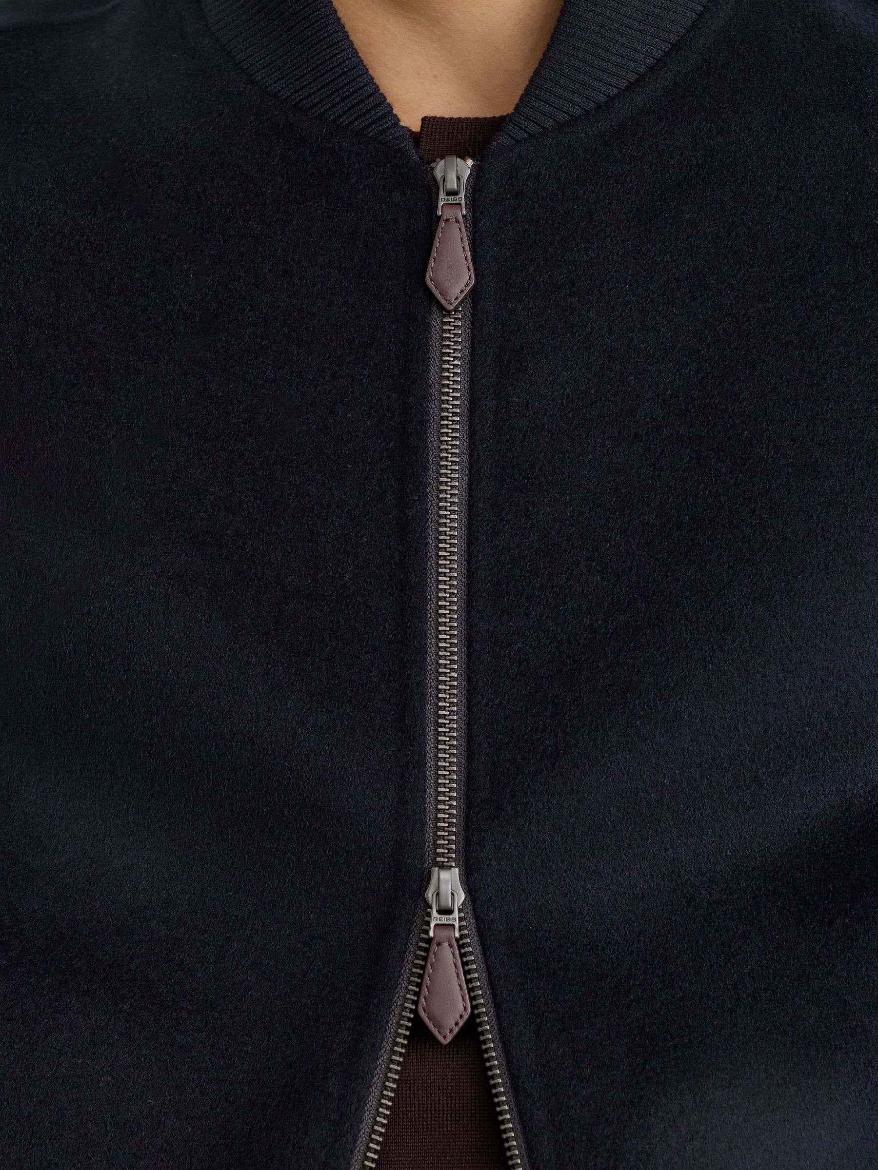 Wool-Blend Zip-Through Bomber Jacket in Navy - Image 3 of 7