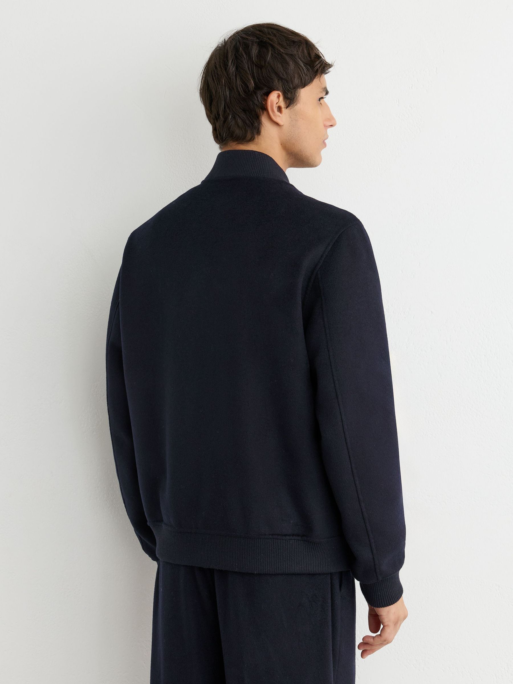 Wool-Blend Zip-Through Bomber Jacket in Navy - Image 5 of 7