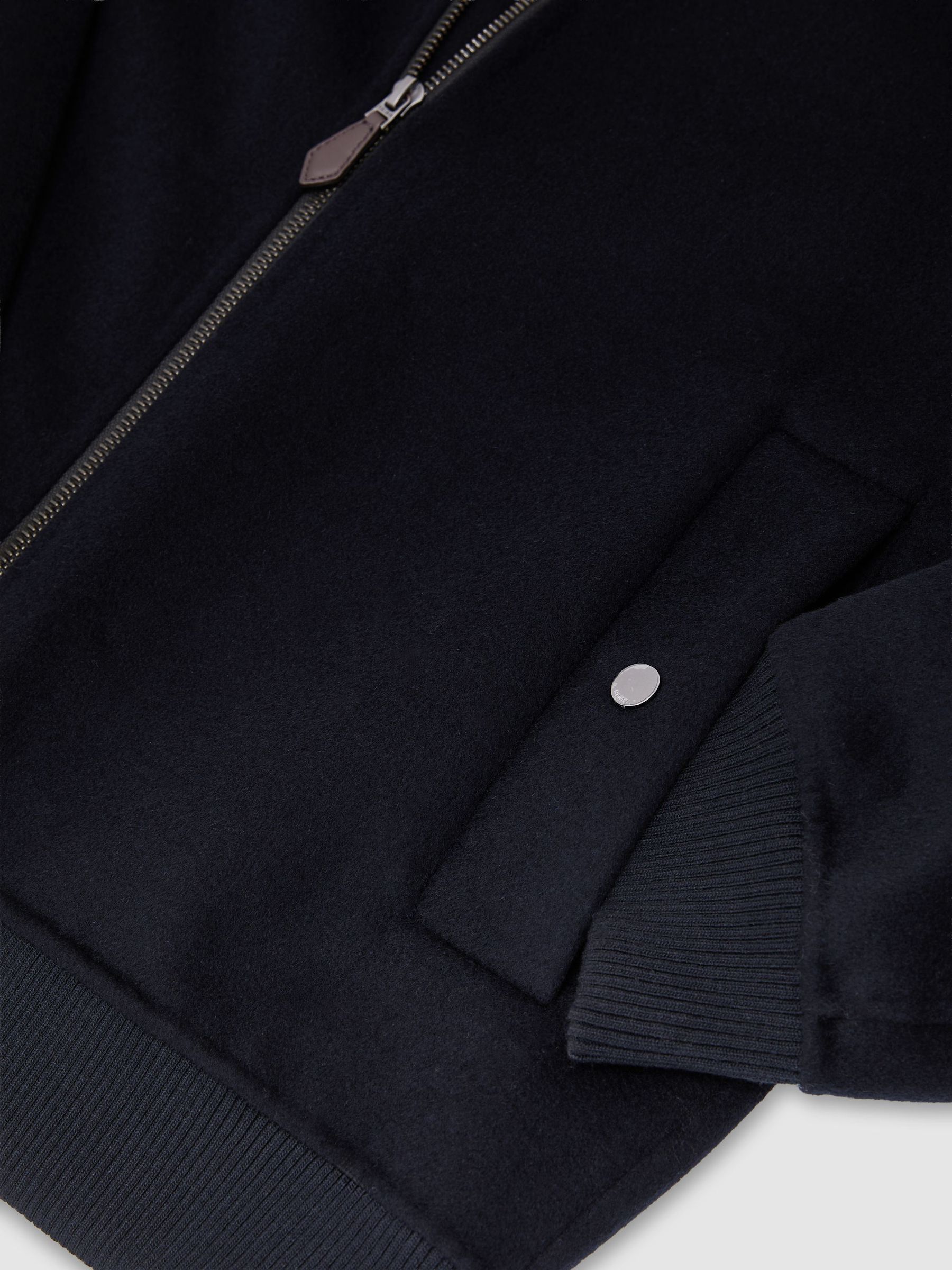 Wool-Blend Zip-Through Bomber Jacket in Navy - Image 7 of 7