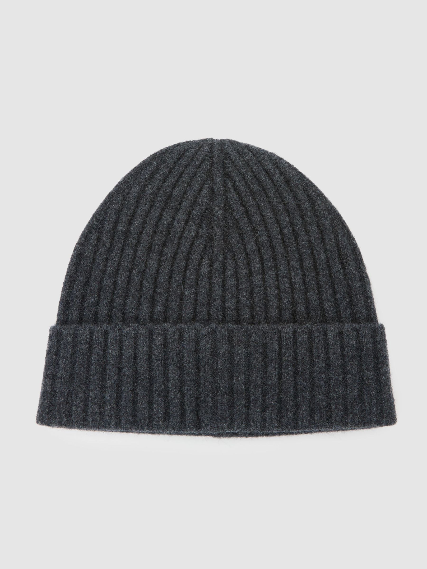 Merino Wool-Blend Wide-Rib Beanie in Charcoal Grey - Image 3 of 3