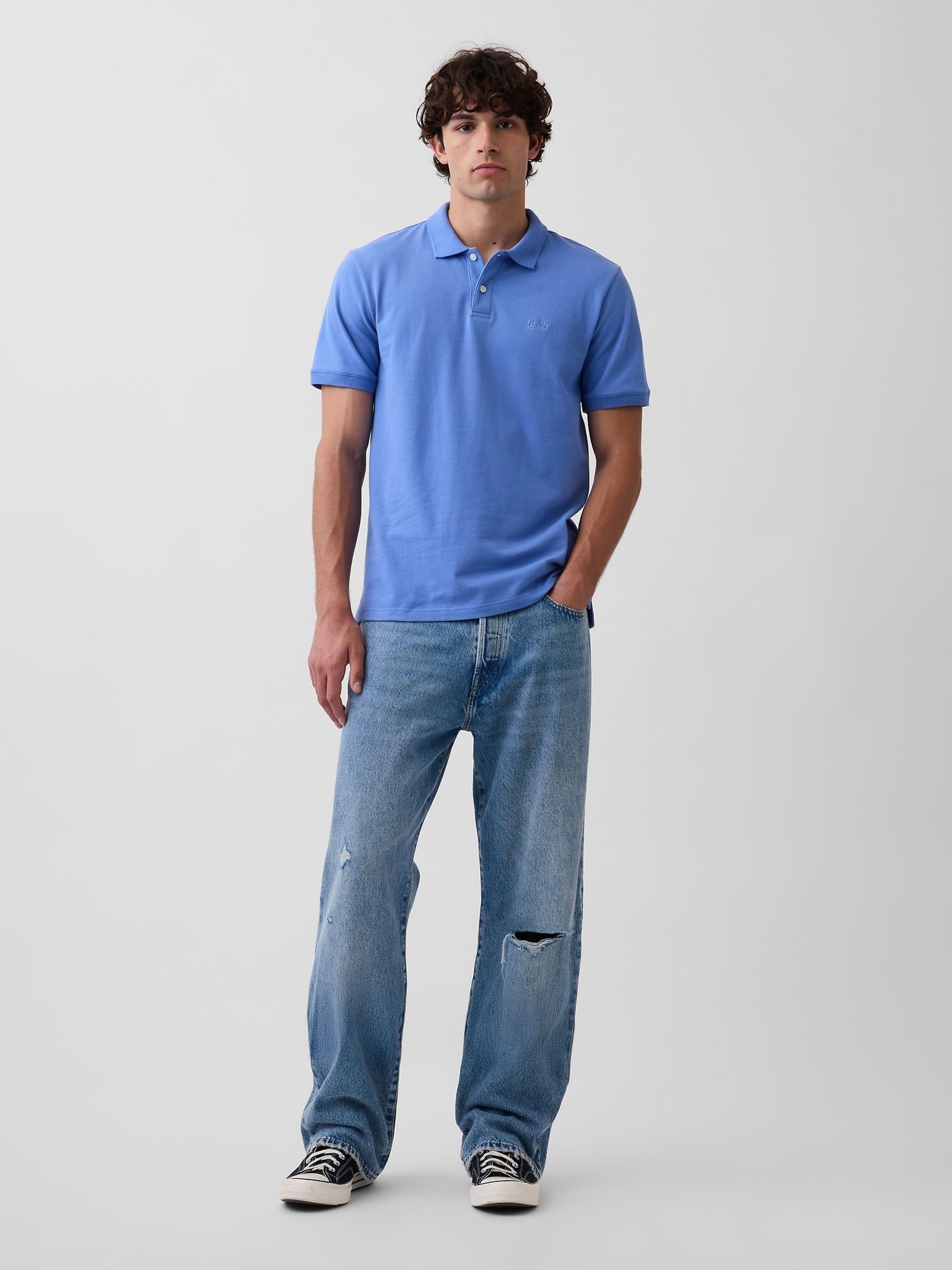 Blue Logo Pique Polo Shirt - Image 3 of 4