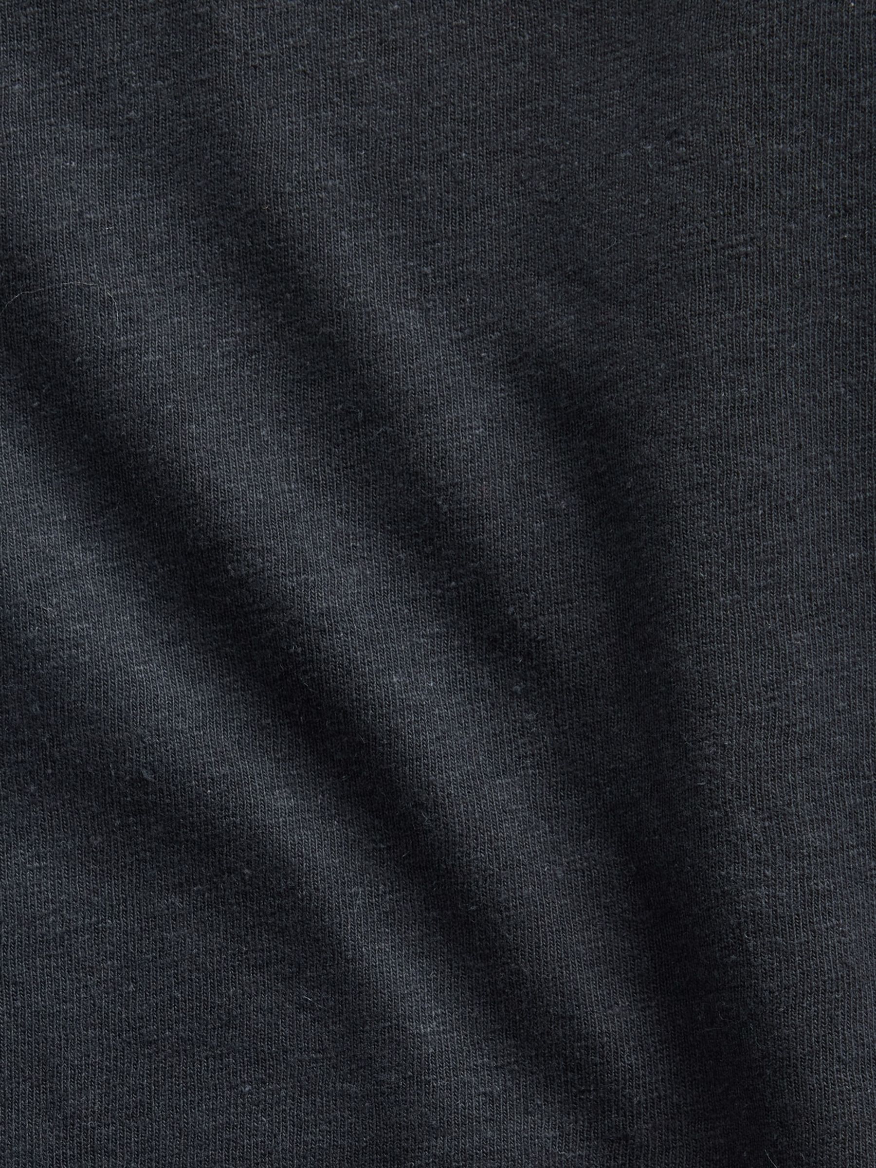 Black Linen-Cotton Oversized Boxy Short Sleeve T-Shirt - Image 4 of 4