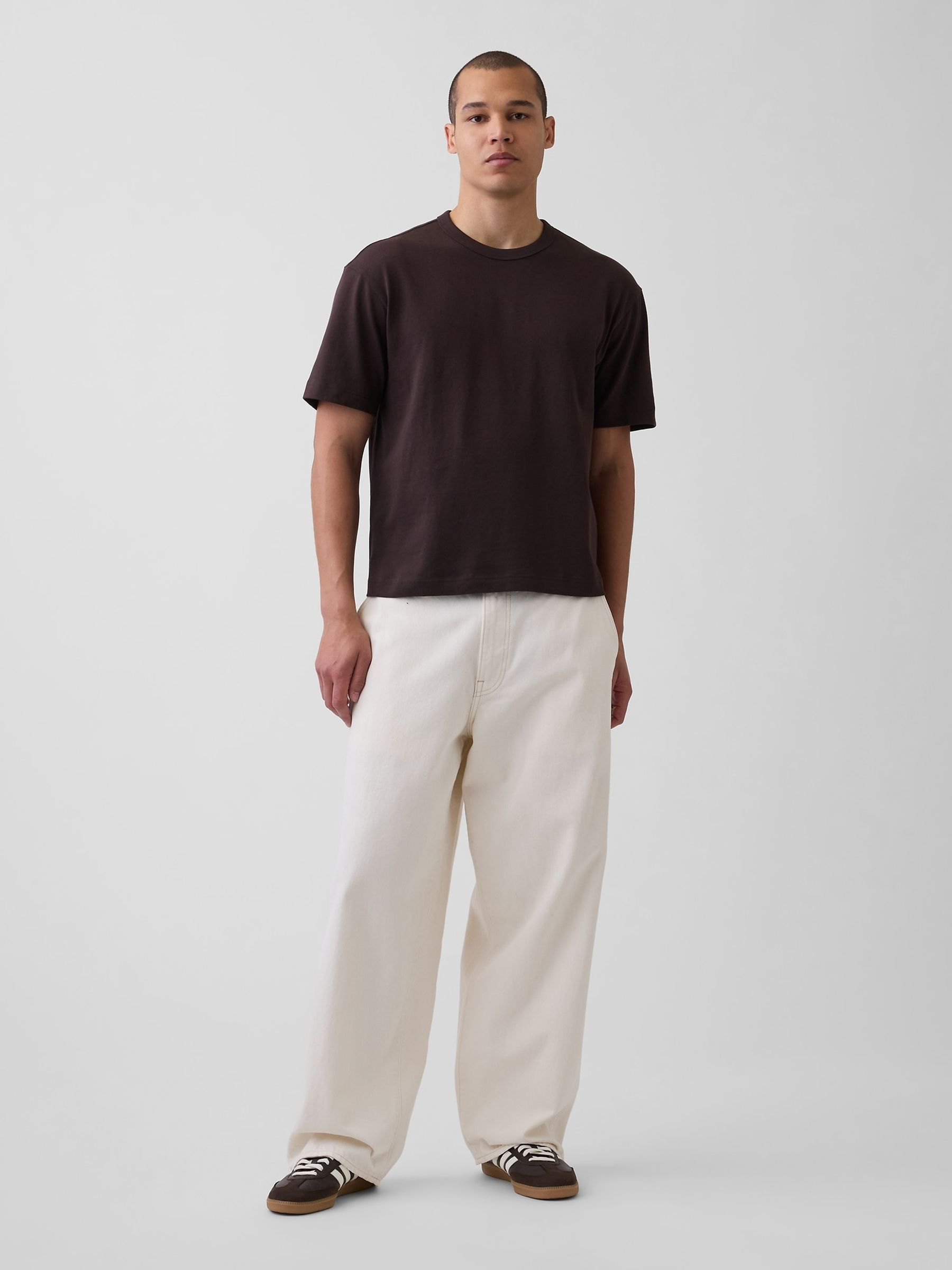 Dark Brown Heavyweight Boxy Short Sleeve T-Shirt - Image 3 of 4