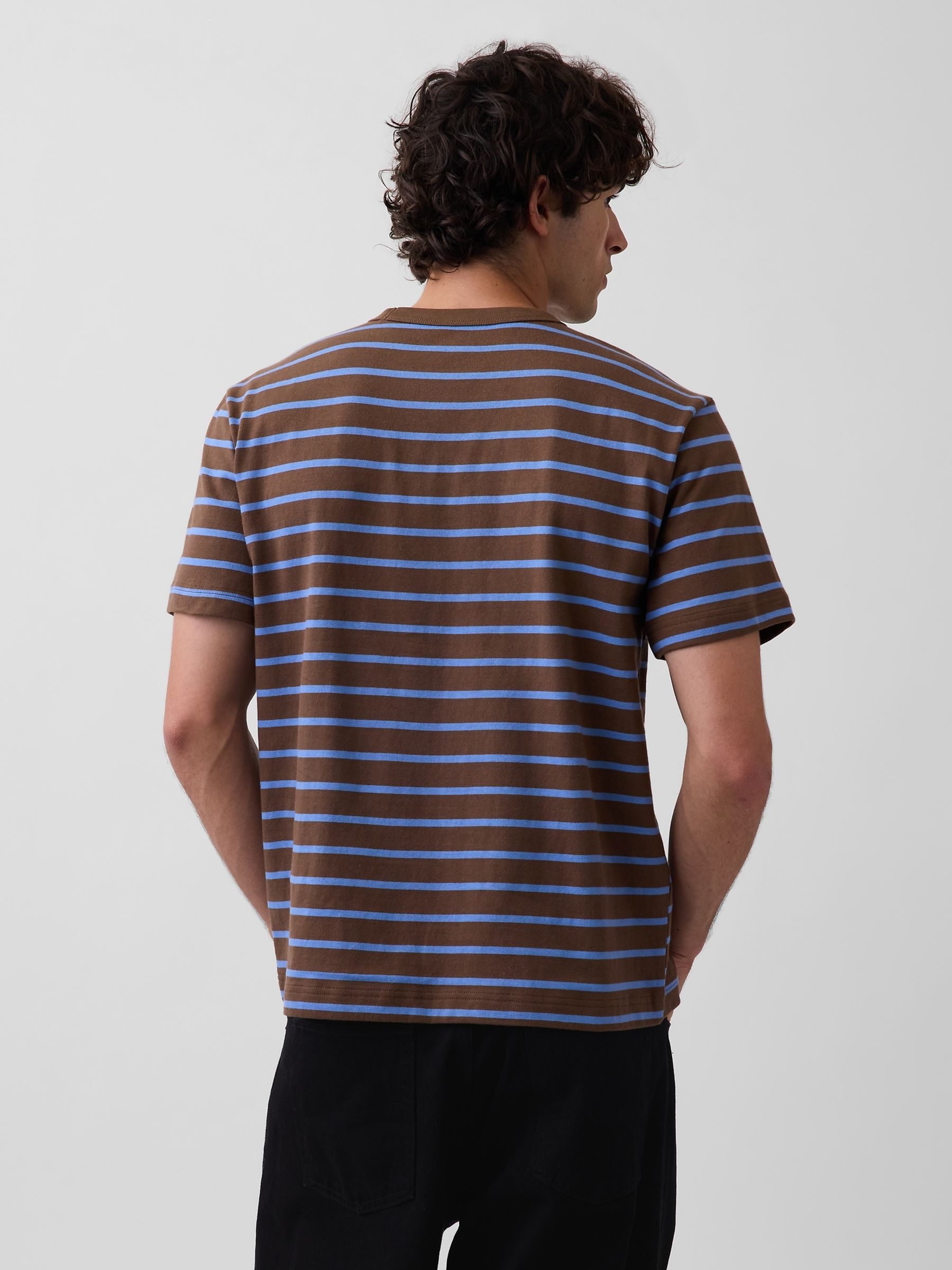 Brown stripe Heavyweight Relaxed Short Sleeve T-Shirt - Image 2 of 4