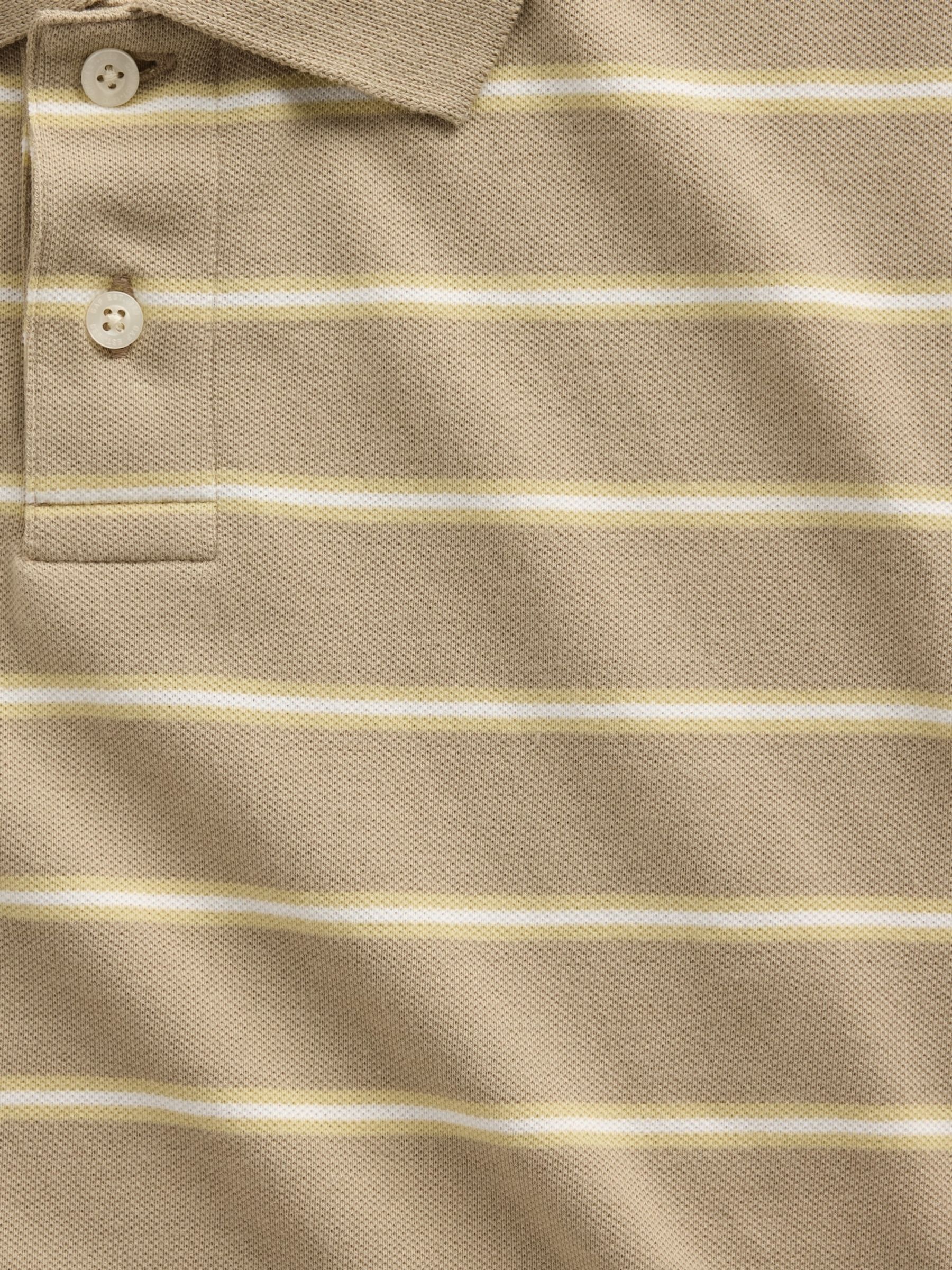 Beige stripe Relaxed Pique Polo Shirt - Image 4 of 4