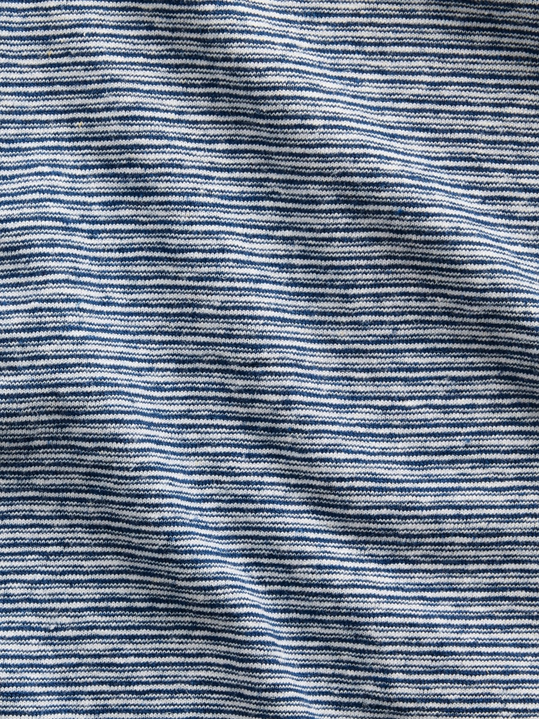 Blue Stripe Linen-Cotton Oversized Boxy Short Sleeve T-Shirt - Image 3 of 3