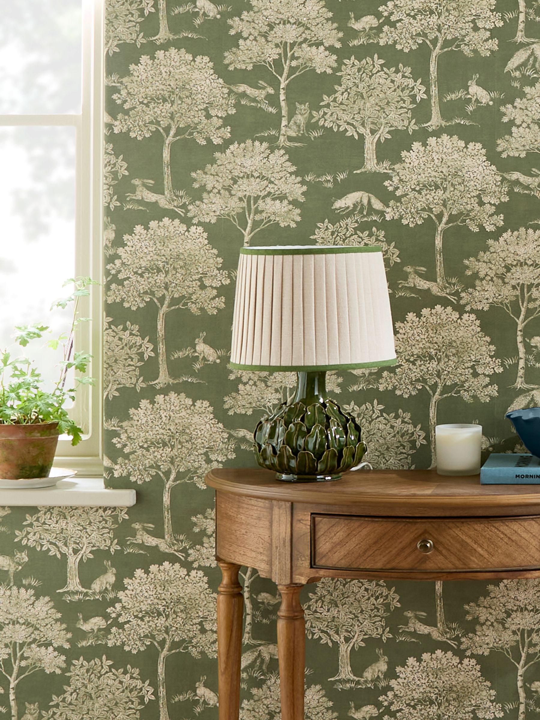 Olive Green Fox and Hare A4 Wallpaper Sample - Image 2 of 5 Olive Green Fox and Hare A4 Wallpaper Sample - Image 2 of 5