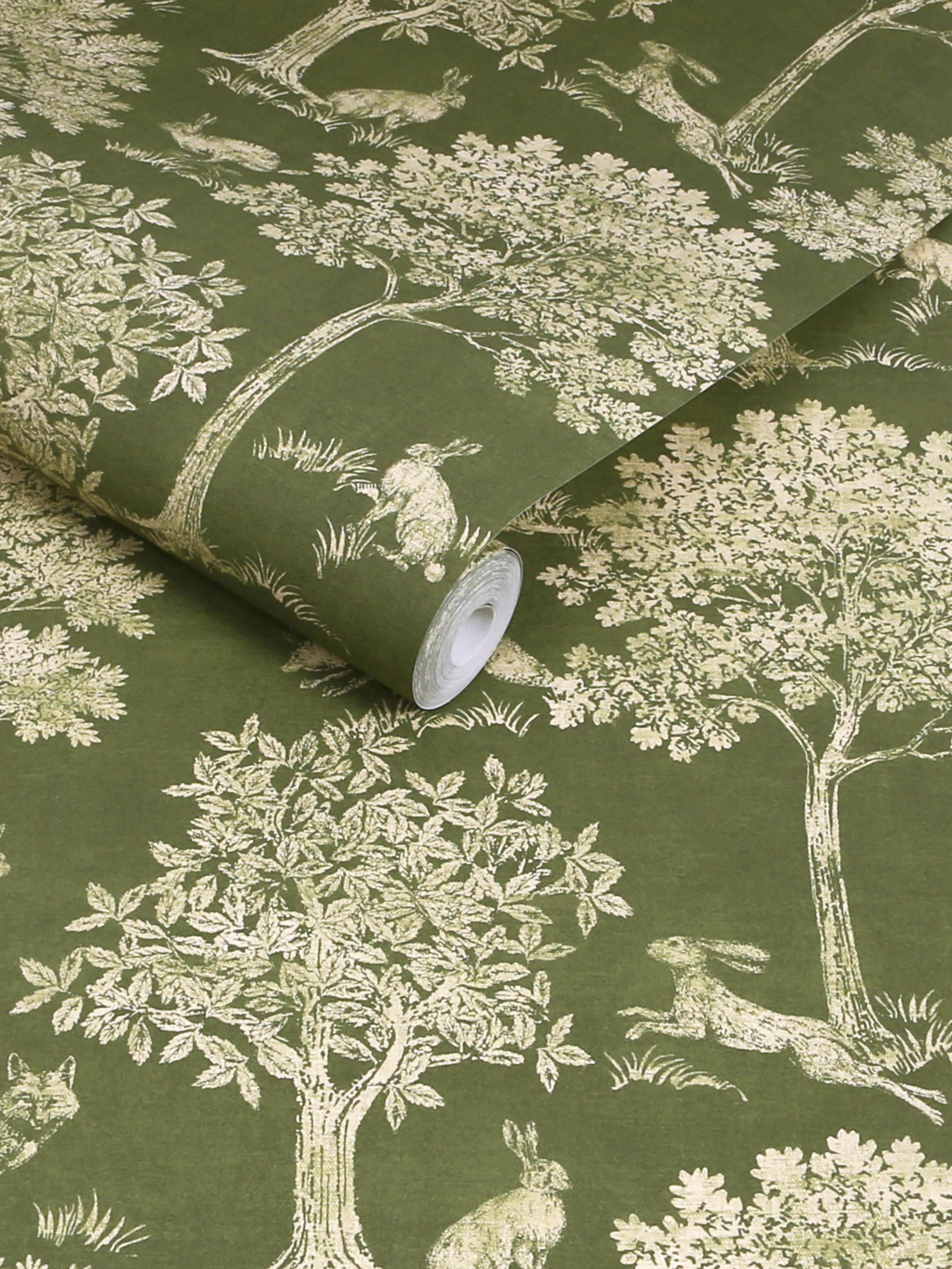 Olive Green Fox and Hare A4 Wallpaper Sample - Image 4 of 5
