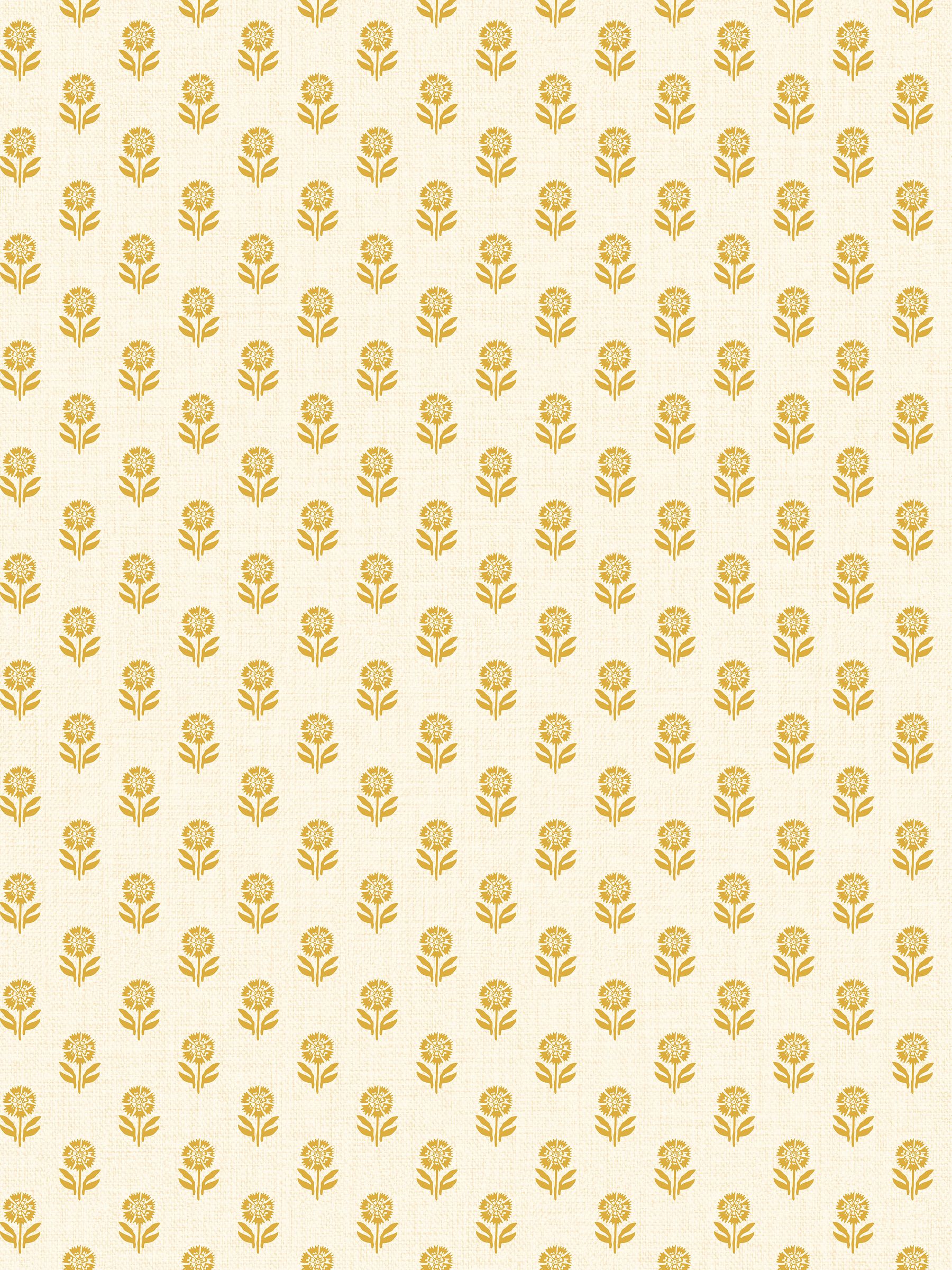 Cream Yellow Woodblock Floral A4 Wallpaper Sample - Image 3 of 5