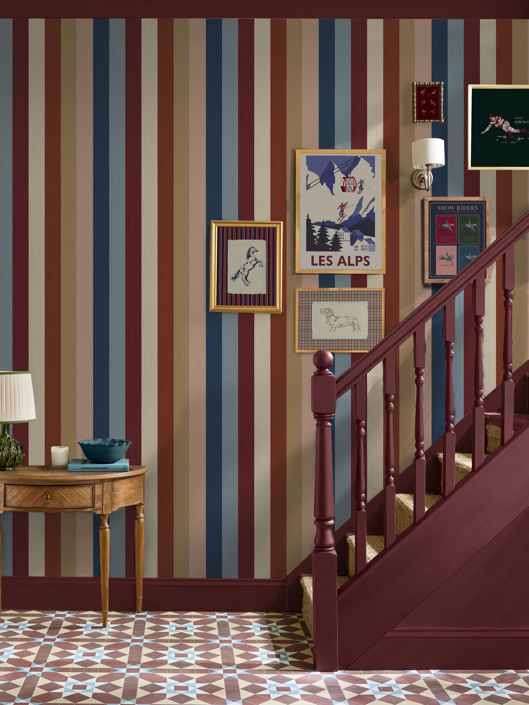 Multi Heritage Stripe A4 Wallpaper Sample - Image 1 of 5