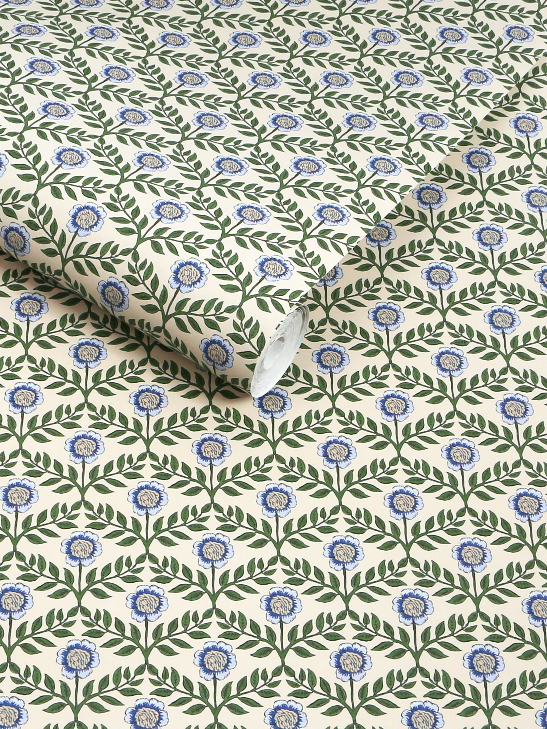 Green Blue Stately Floral A4 Wallpaper Sample - Image 4 of 5