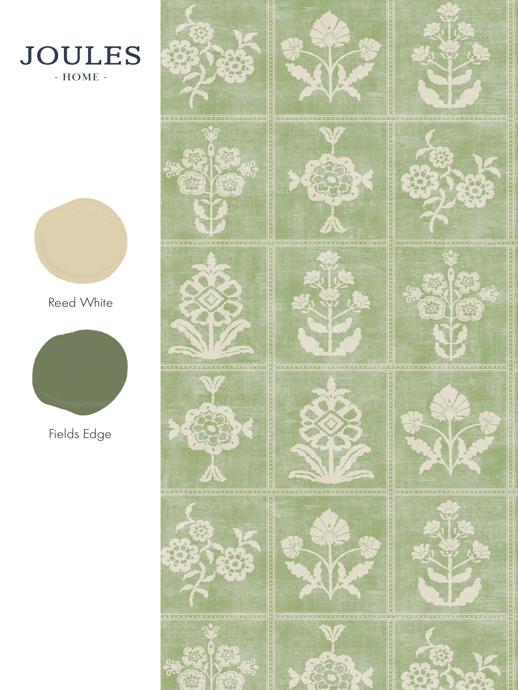 Pistachio Green Garden Floral Grid A4 Wallpaper Sample - Image 5 of 5