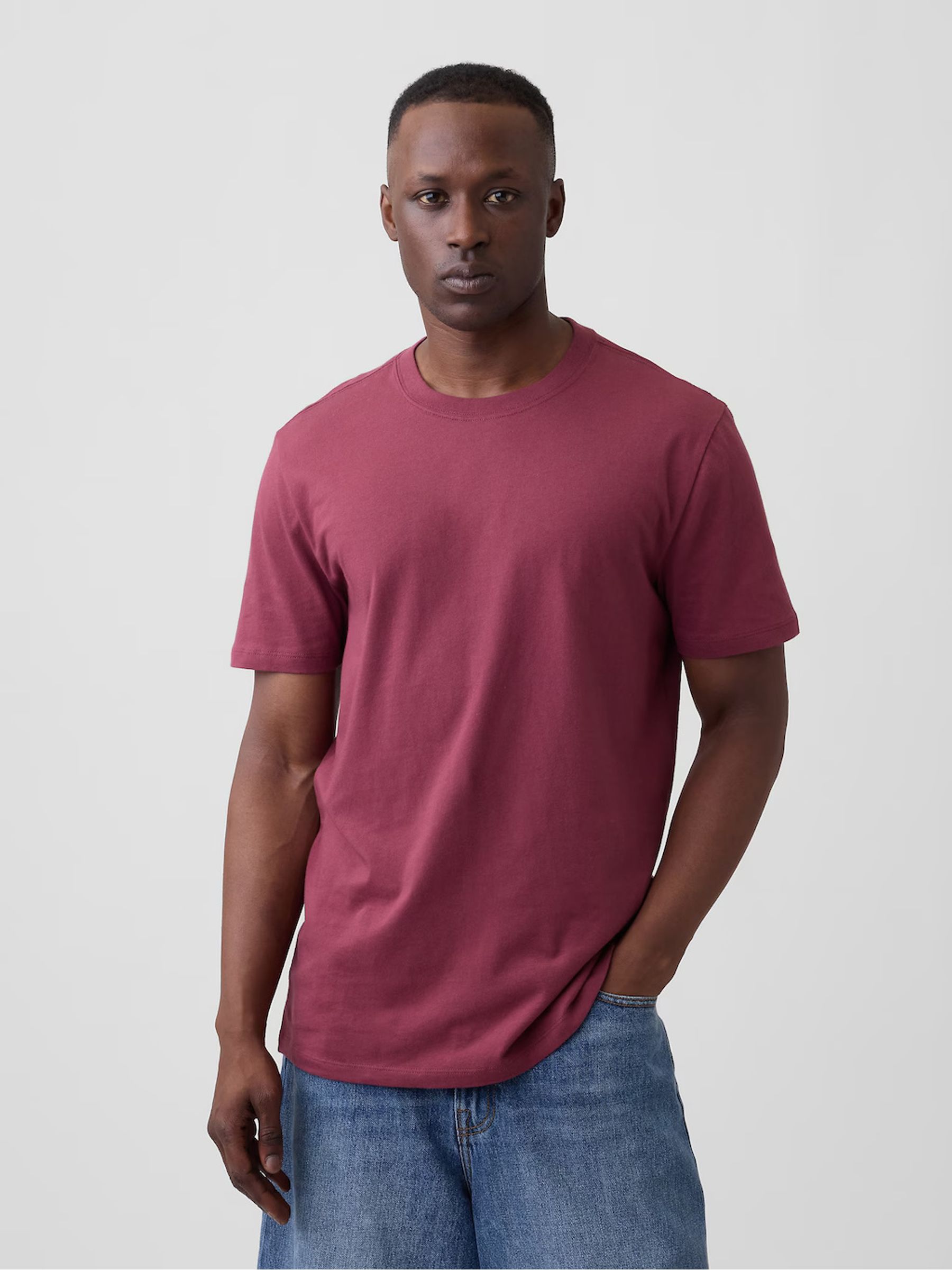 Burgundy Red Everyday Soft Crew Neck T-Shirt - Image 1 of 4