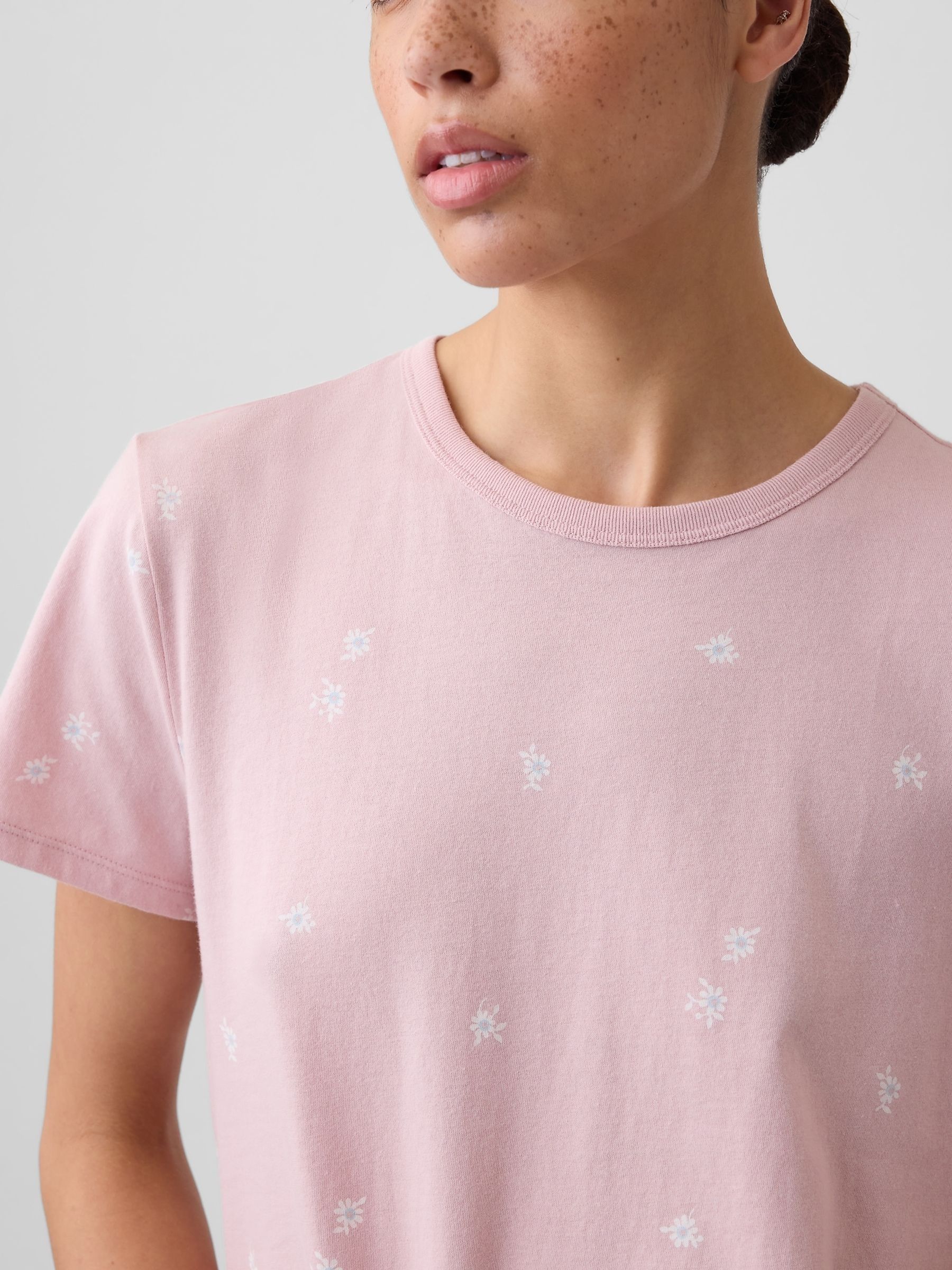 Pink Floral Crew Neck Favourite Crew Neck Short Sleeve T-Shirt - Image 3 of 5