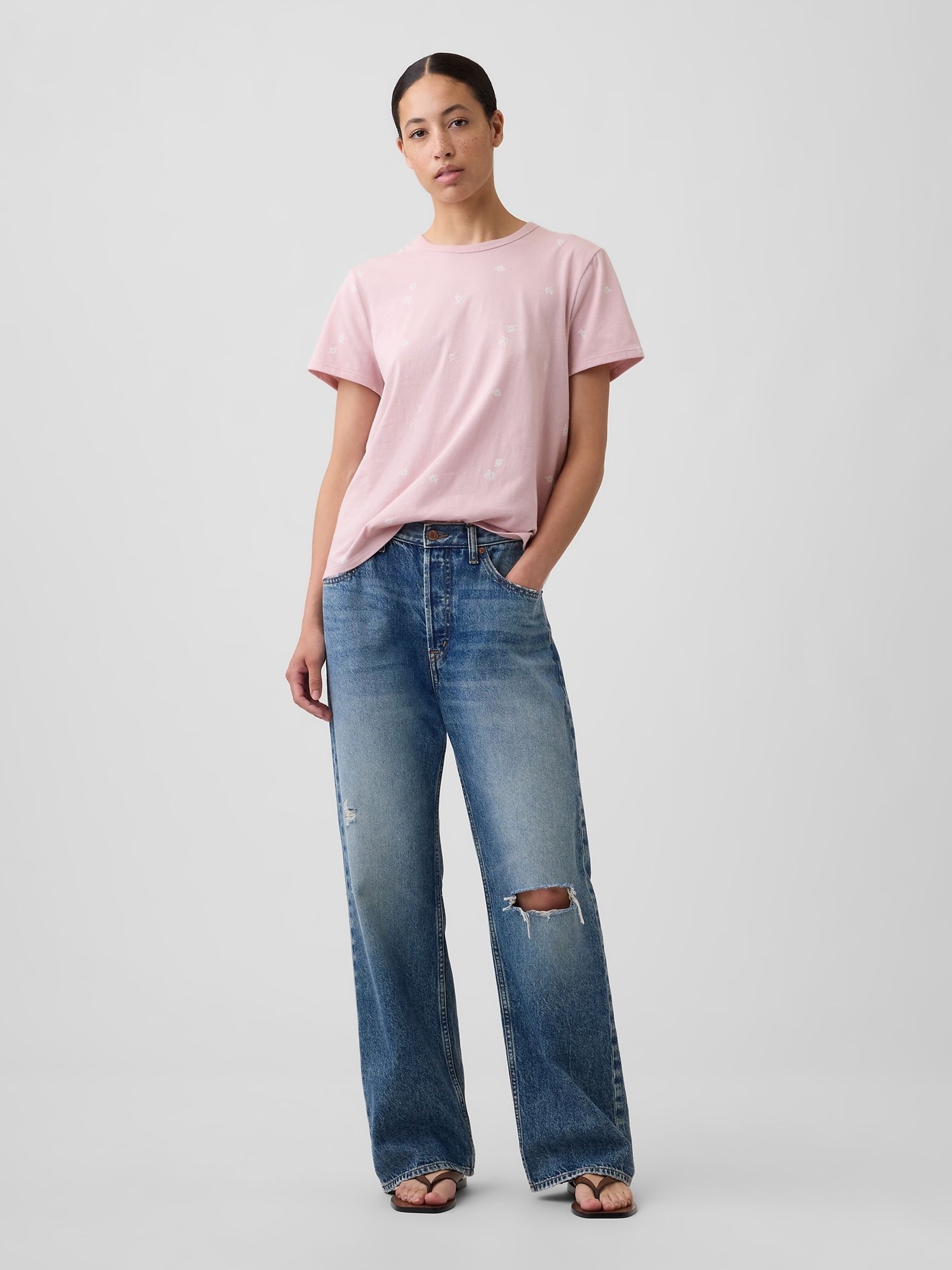 Pink Floral Crew Neck Favourite Crew Neck Short Sleeve T-Shirt - Image 4 of 5