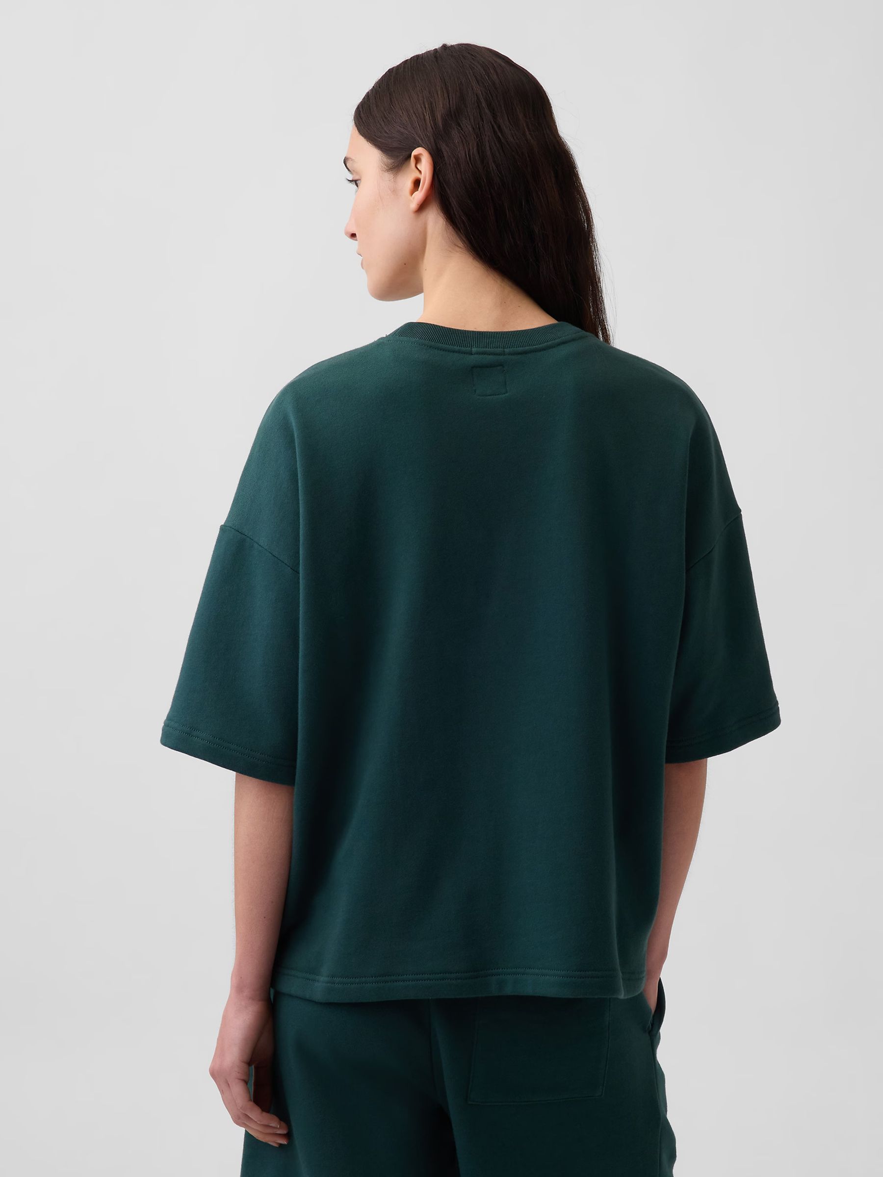 Green Heavyweight French Terry Oversized Short Sleeve Sweatshirt - Image 2 of 5