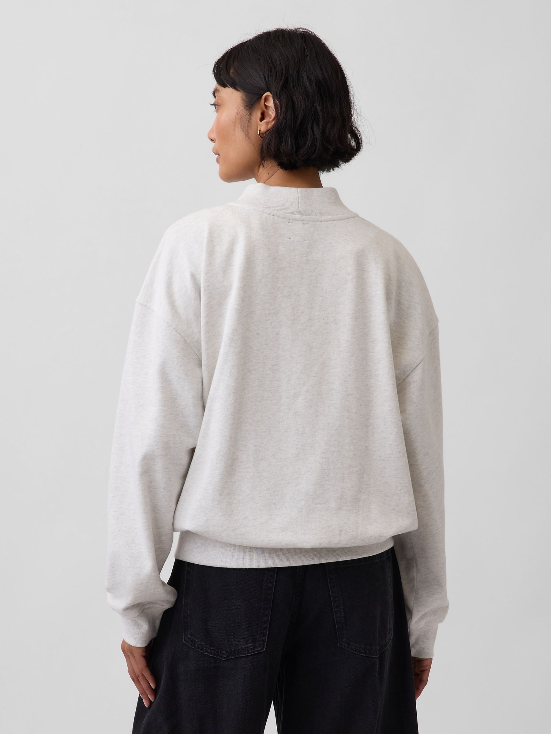 Grey VintageSoft Terry Oversized Mock Neck Logo Sweatshirt - Image 2 of 3 Grey VintageSoft Terry Oversized Mock Neck Logo Sweatshirt - Image 2 of 3