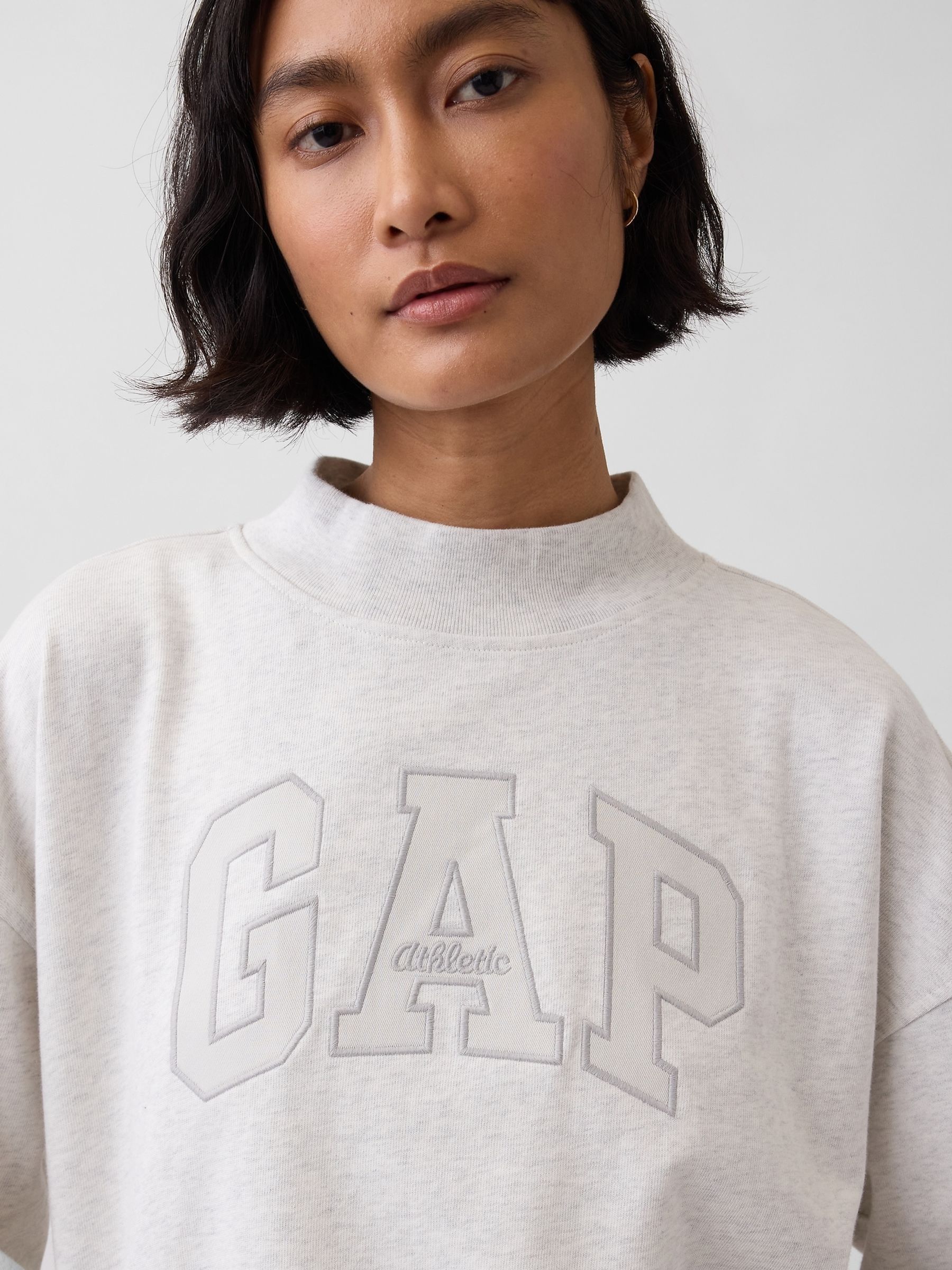Grey VintageSoft Terry Oversized Mock Neck Logo Sweatshirt - Image 3 of 3 Grey VintageSoft Terry Oversized Mock Neck Logo Sweatshirt - Image 3 of 3