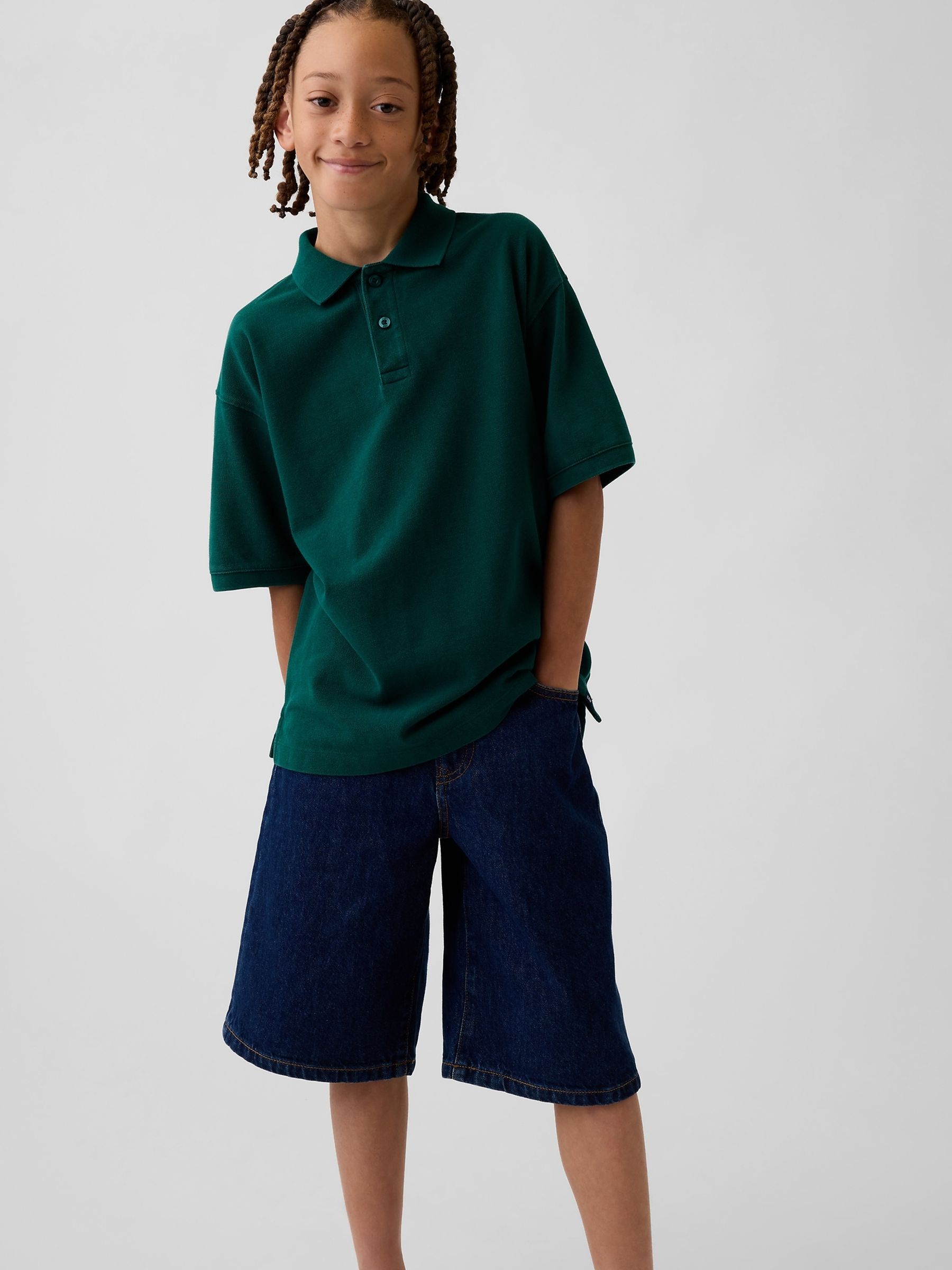Green Relaxed Pique Polo Shirt - Image 1 of 4