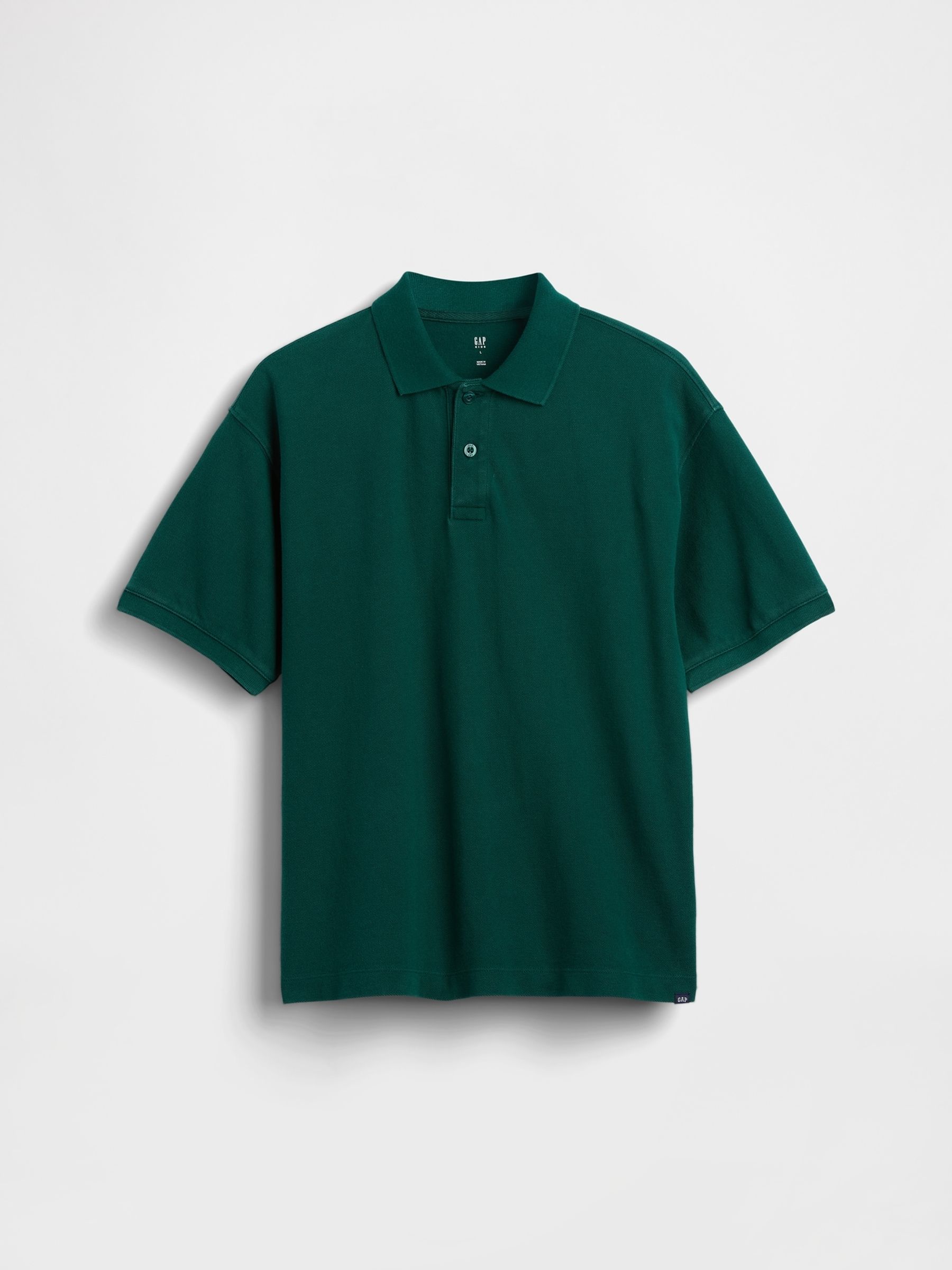 Green Relaxed Pique Polo Shirt - Image 3 of 4
